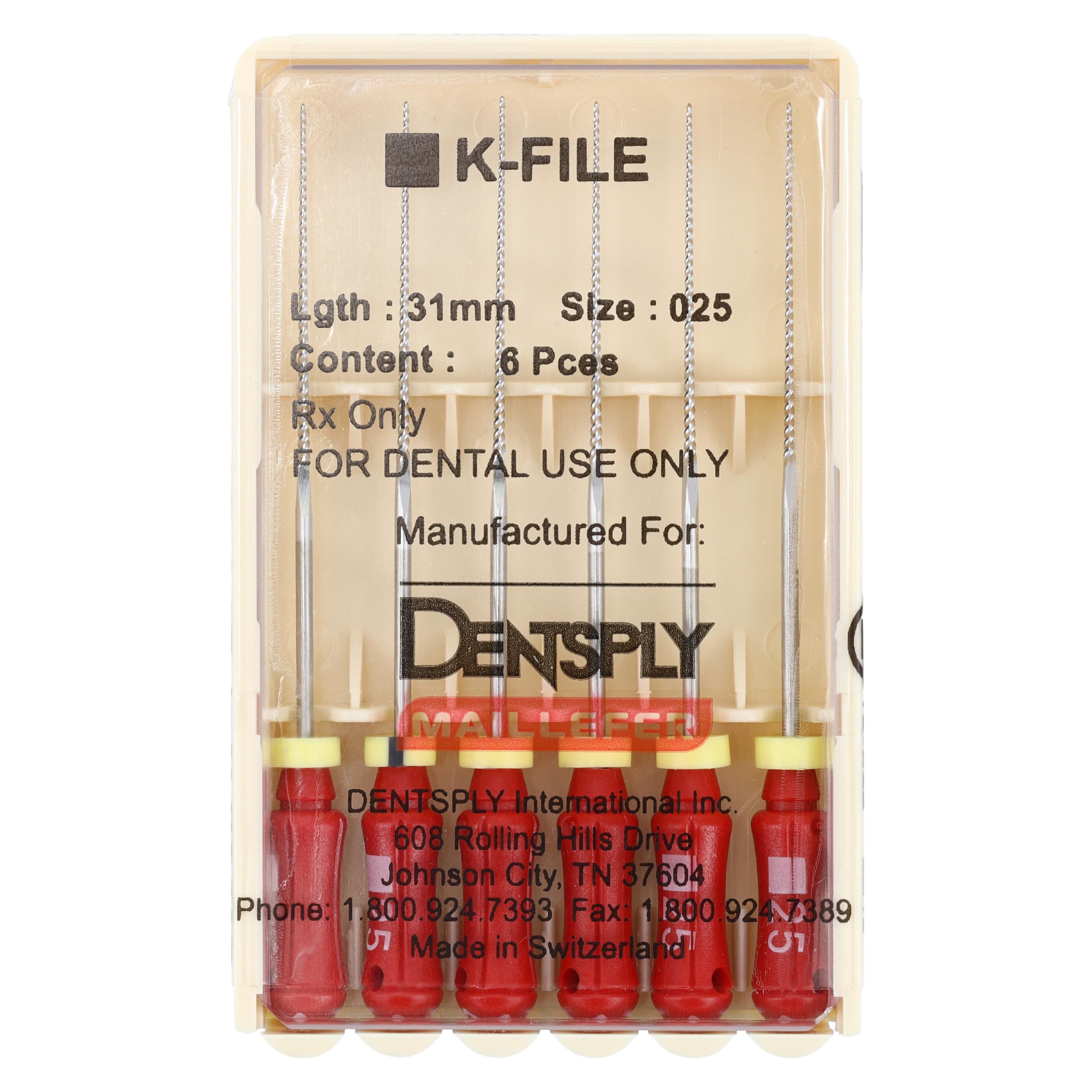 Maillefer Stainless Steel K-Files, Size 25, 31 mm, 6/Pack, #671164 thumbnail 4