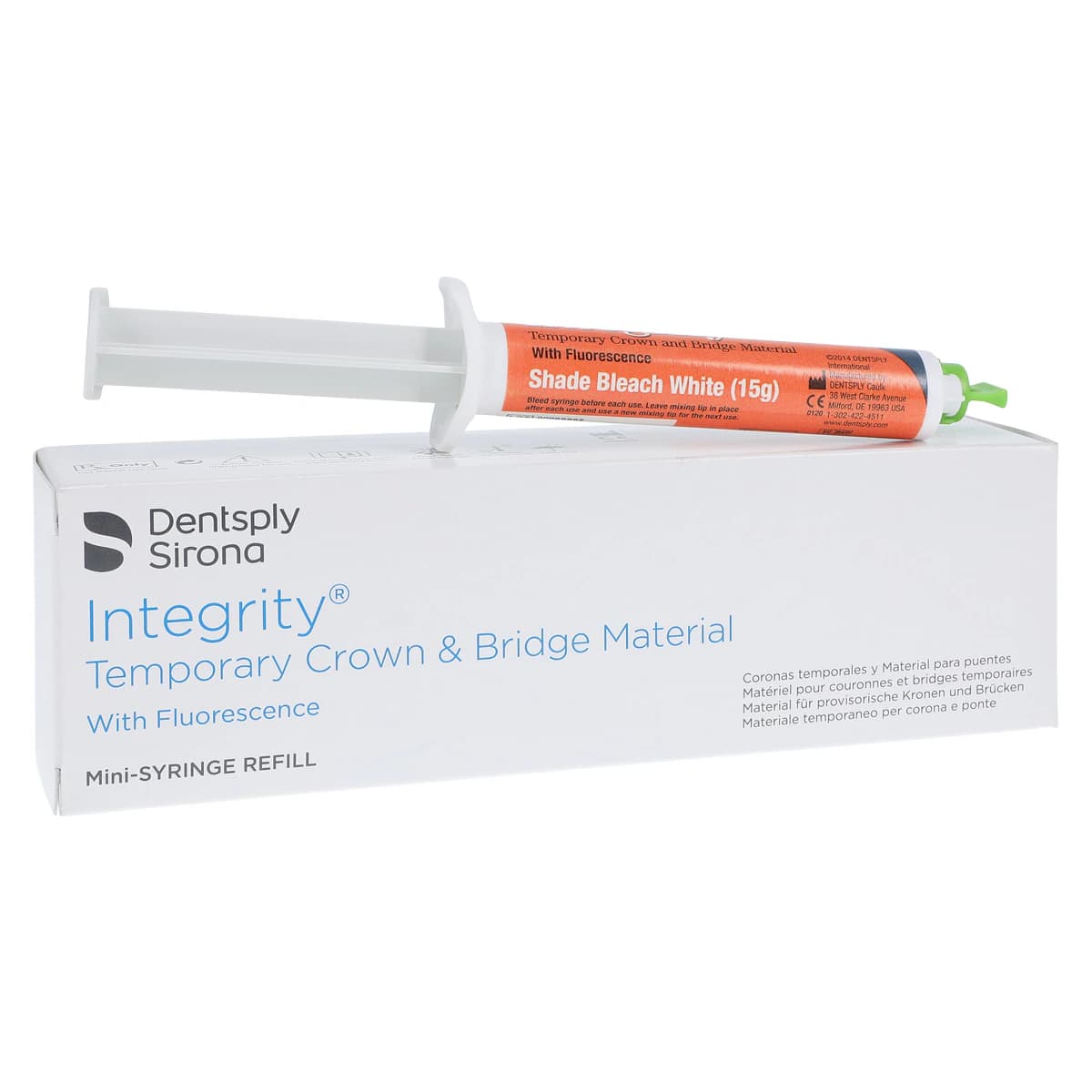 Integrity Temporary Crown & Bridge Material, Mini-Syringe Refill, 15 g, Bleach White (BW), with 10 Mixing Tips, 666345 - Integrity Temporary C&amp;B Material, Mini-Syringe Refill, 15 g, BW, 1/Pk - Image 1