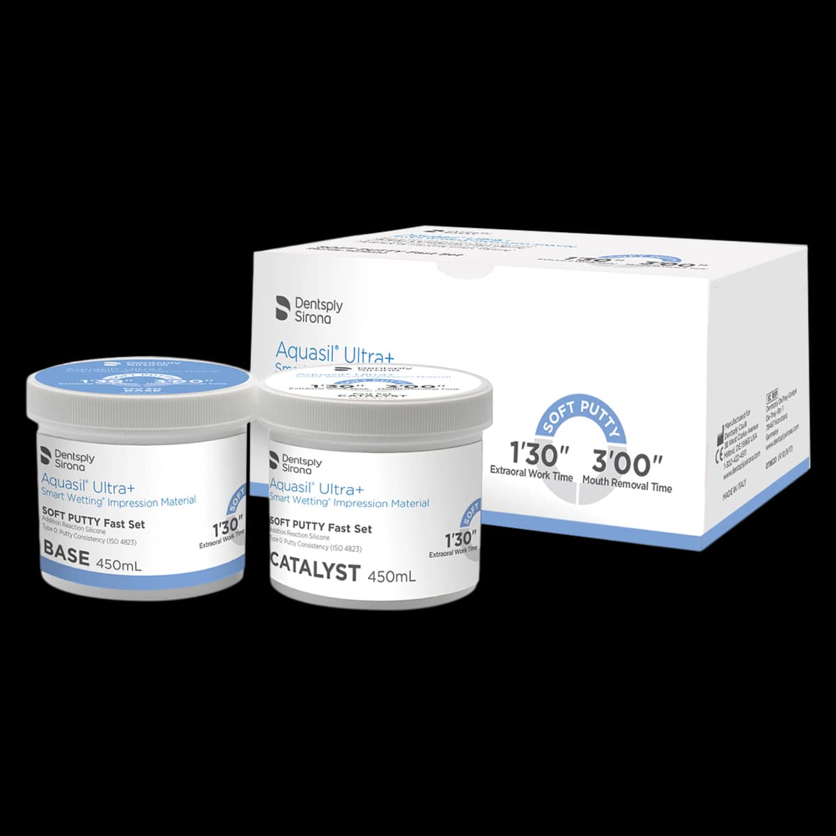 Aquasil Ultra+ Soft Putty Fast Set VPS Impression Material, 2 x 450 mL (Base & Catalyst), 678620 - Aquasil Ultra+ Soft Putty Fast Set 2x450mL - Image 1