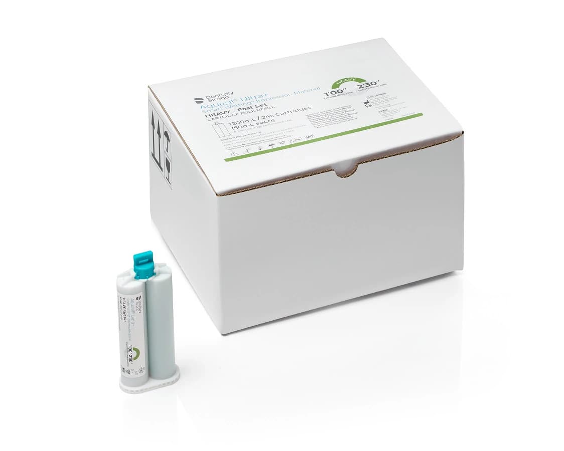 Aquasil Ultra+ Smart Wetting VPS Impression Material, Heavy Body, Fast Set, 50 ml Cartridge, Mint, Light Green, 24/Pk, 678626 - Aquasil Ultra+ VPS Impression Material, Cartridge Refill Pack, Heavy Body, Fast Set, 50 ml, Mint, Light Green, 24/Pk - Image 1