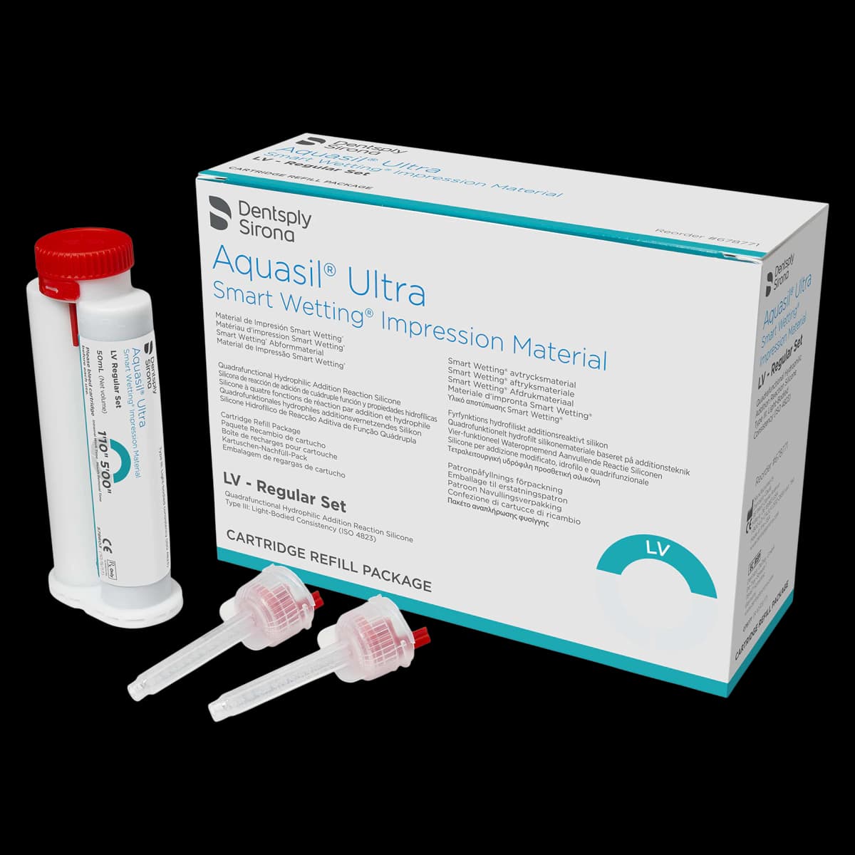 Aquasil Ultra Smart Wetting Impression Material, Light Body (LV), Regular Set, 50 ml Cartridges, Mint, Teal, 4/Pk, 678771 - Aquasil Ultra Smart Wetting Impression Material, Cartridge Pack, Light Body, Regular Set, 50 ml, Mint, Teal, 4/Pk, 678771 - Image 1