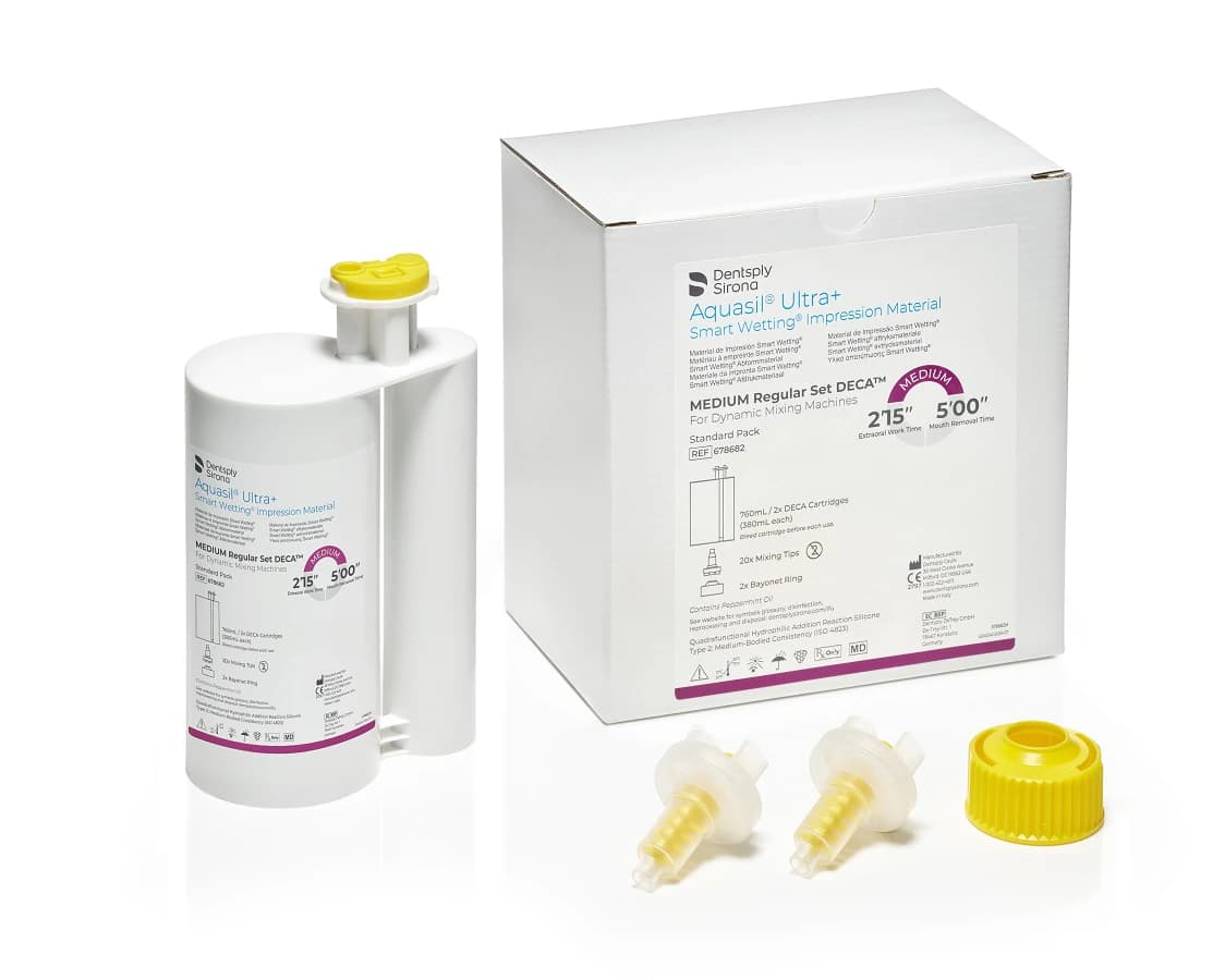 Aquasil Ultra+ Smart Wetting DECA VPS Impression Material, Medium Body, Regular Set, Purple, Mint, 2 x 380 ml Cartridges, 678682 thumbnail 2
