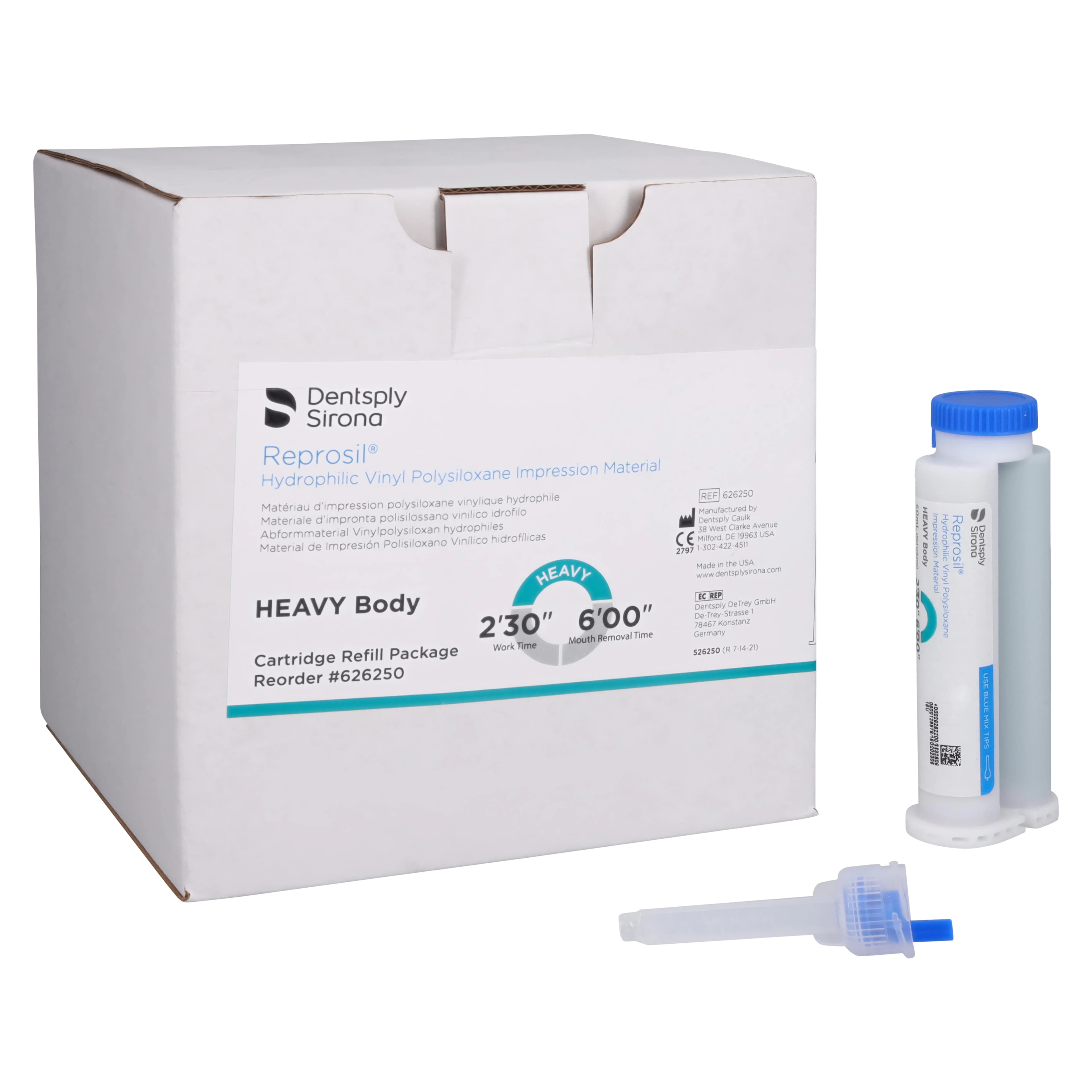 Reprosil Hydrophilic Vinyl Polysiloxane Impression Material, Heavy Body, 50 ml Cartridges, Bonus Package of 12, 626250 - Reprosil, Bonus Package, Heavy Body, 626250 - Image 1