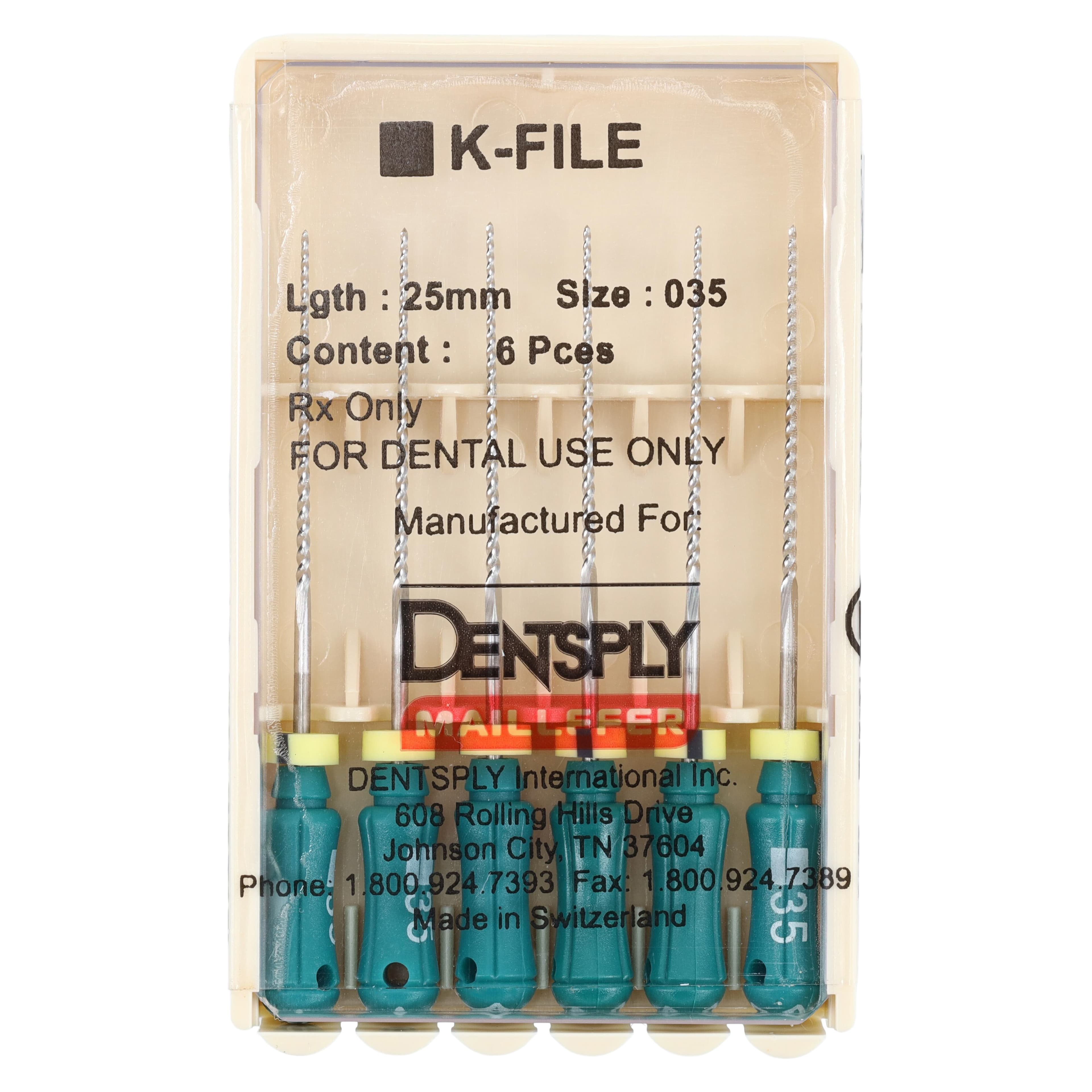 Maillefer K-File #35, 25mm, Green, Stainless Steel, 6/Pack, 671136 thumbnail 4