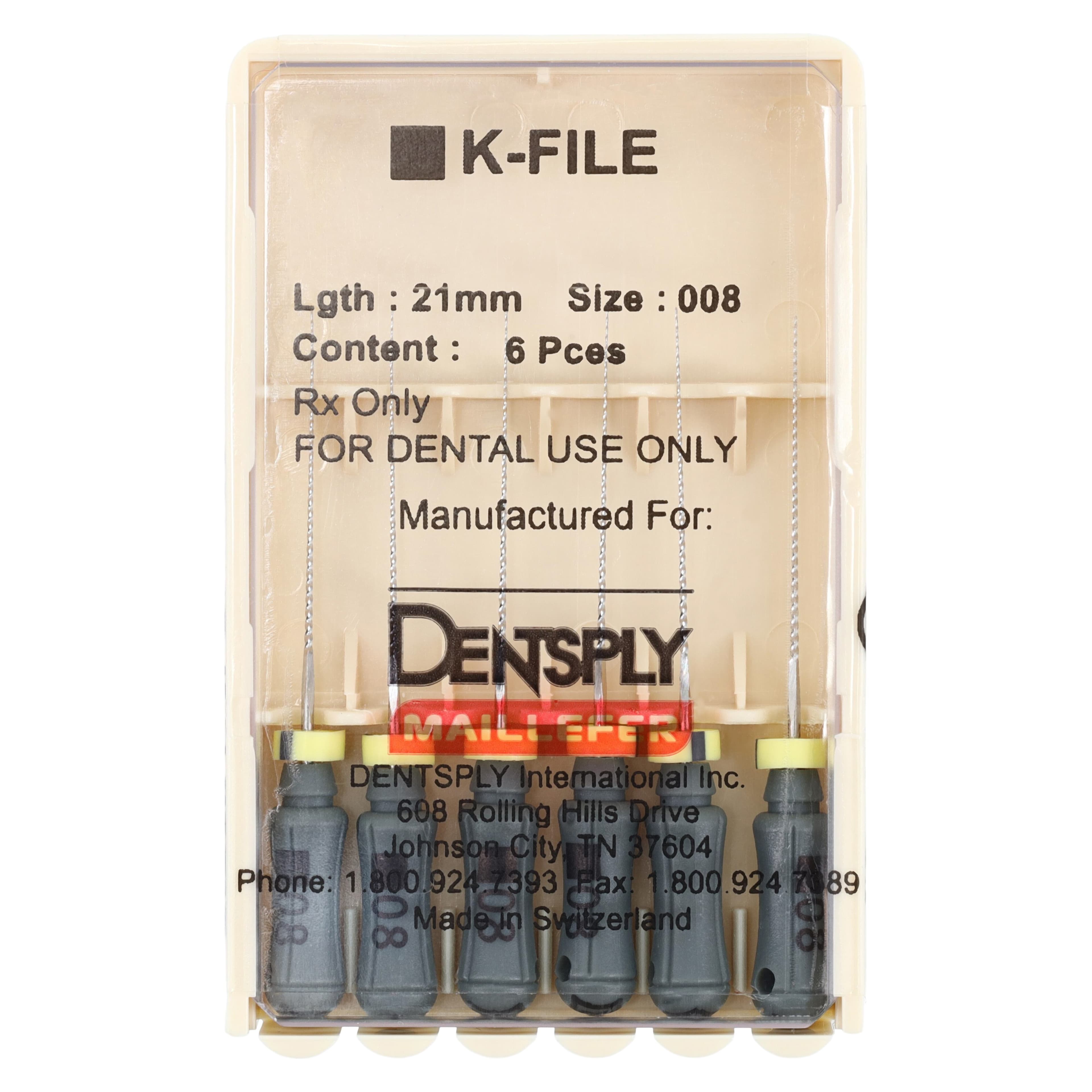Dentsply Maillefer K-Files, Stainless Steel, #08, 21mm, Grey, 6/Pk, 671100 thumbnail 4
