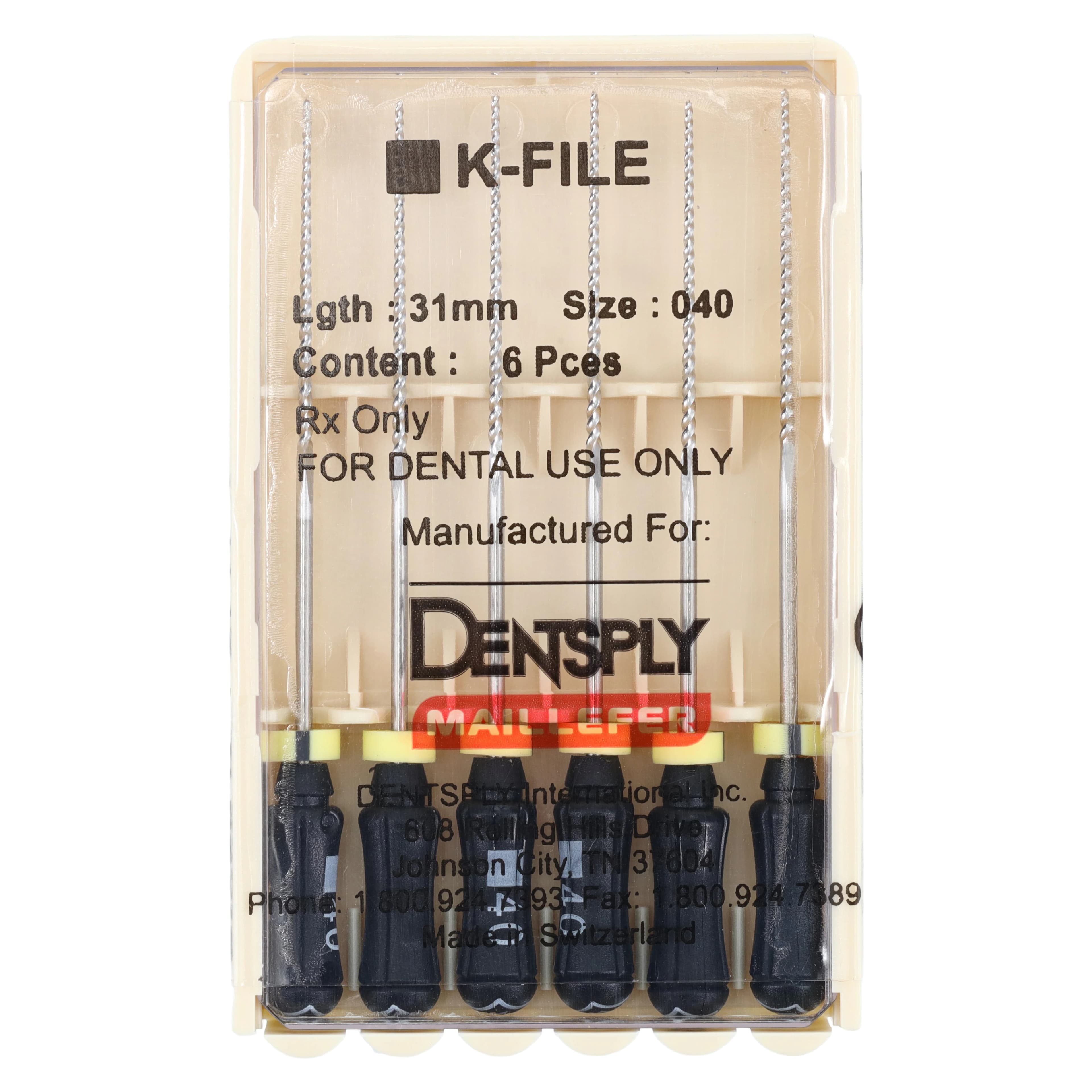 Maillefer K-Files, Stainless Steel, 31 mm, #40, Black, 6/Pk, 671167 - K-File, Stainless Steel, 31 mm, # 40, Black, 6/Pk - Image 1