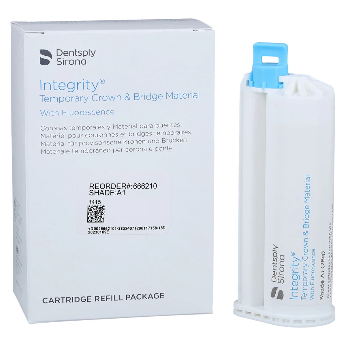 Integrity Temporary Crown & Bridge Material, Cartridge Refill, 76 g, Shade A1, 1/Pk, 666210 - Integrity Temporary C&B Material, Cartridge Refill, 76 g, A1, 1/Pk, 666210 - Image 1