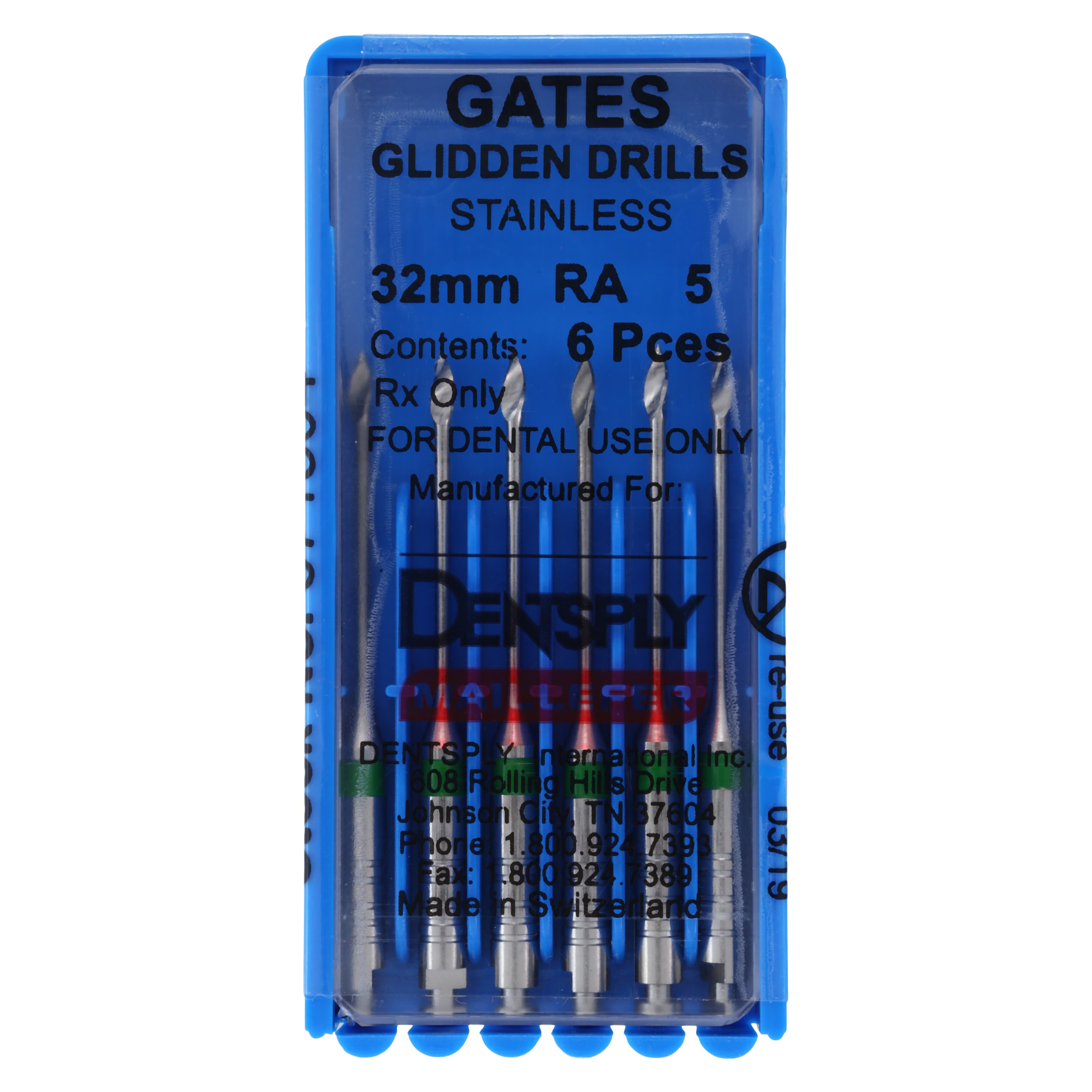 Gates Glidden Drills, Right Angle, Size #5, 32 mm, Stainless Steel, 6/Pkg, 671504 thumbnail 4