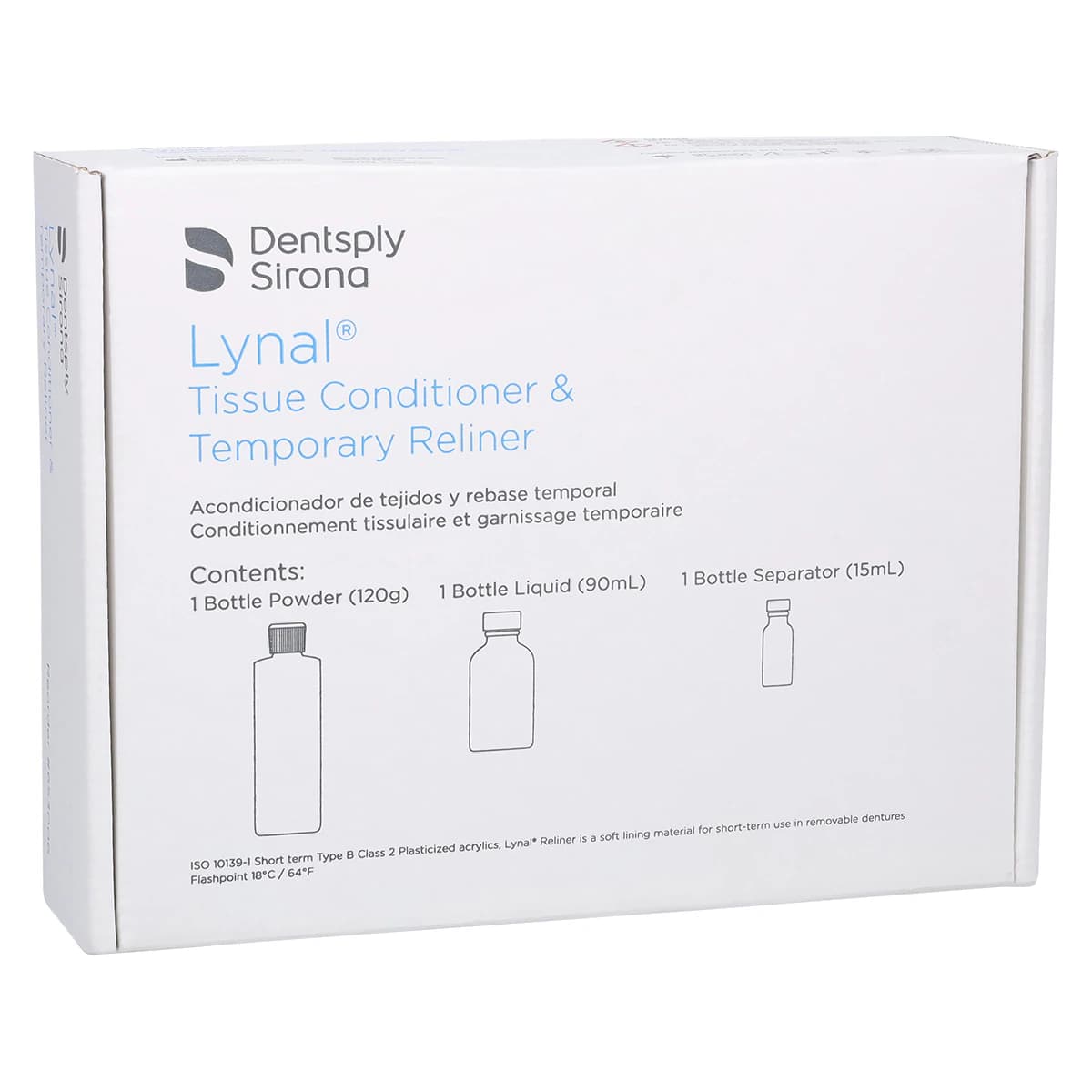 Lynal Tissue Conditioner & Temporary Reliner, Standard Package, 120 g Powder / 90 ml Liquid / 15 ml Separator, 653006 - Lynal Tissue Conditioner & Temporary Reliner, P&L Standard Package - Image 1