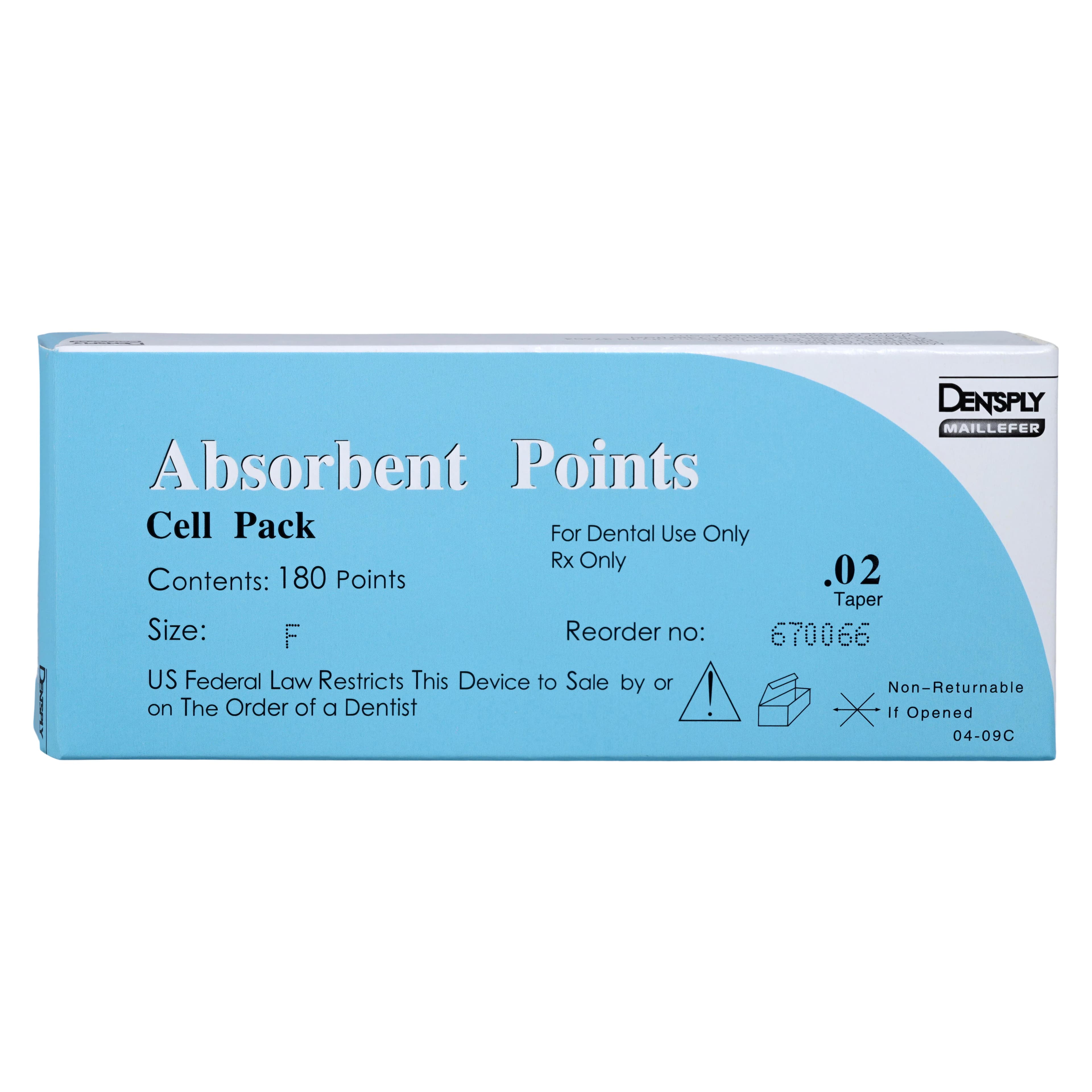 Dentsply Maillefer Absorbent Paper Points, Fine, .02 Taper, Cell Pack of 180, 670066 - Paper Points Cell Pack 180/PK Fine - Image 1