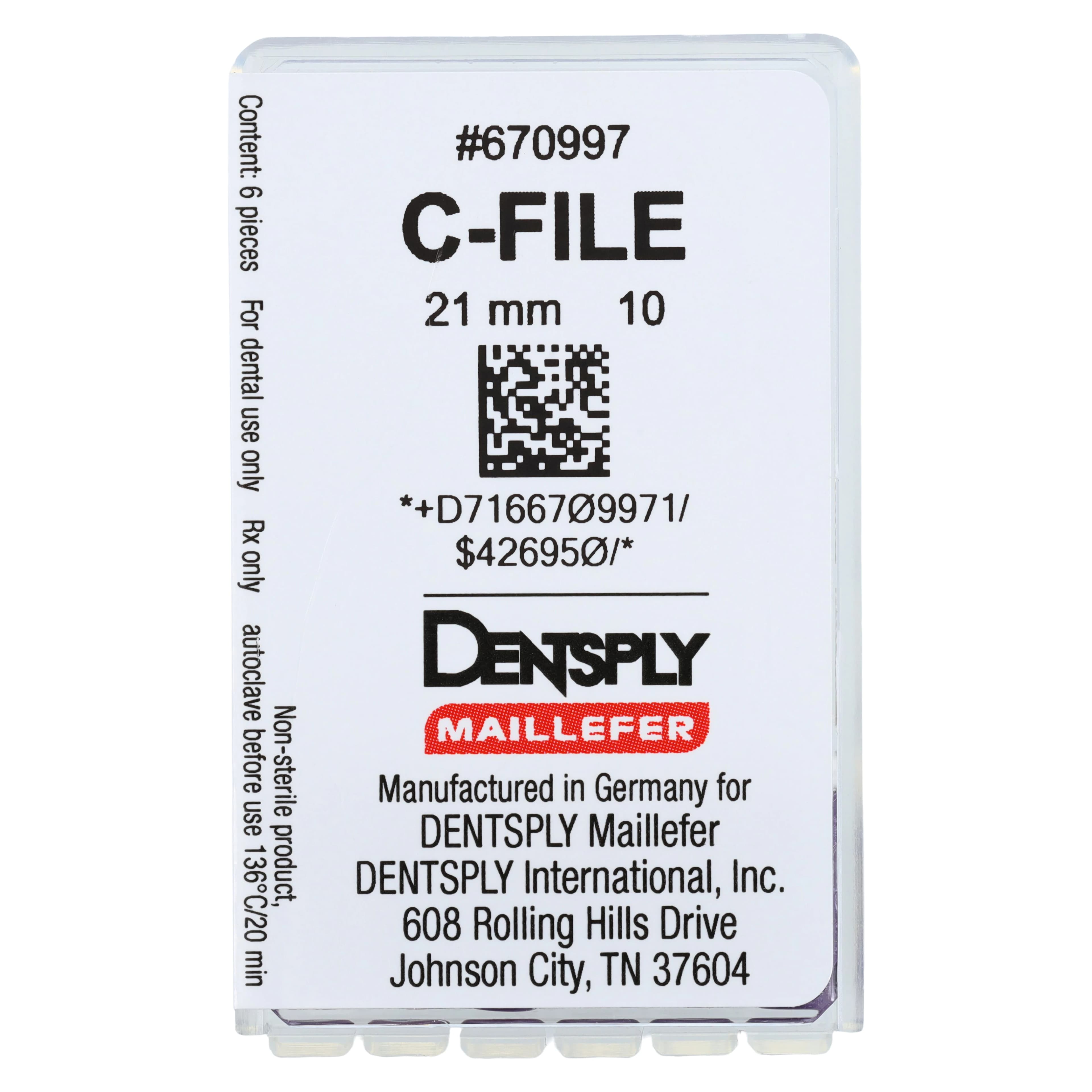 Dentsply Maillefer C-File Stainless Steel, Size #10, 21mm, Purple, 6/Pack, 670997 thumbnail 4