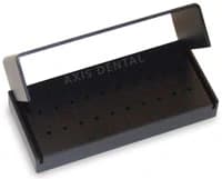 Kerr AXIS AB400-1B Black Anodized Aluminum Bur Block, 20 FG Holes, Swivel Top, Autoclavable, 86mm x 38mm x 28mm - Black Bur Block AB400 Series - Image 1