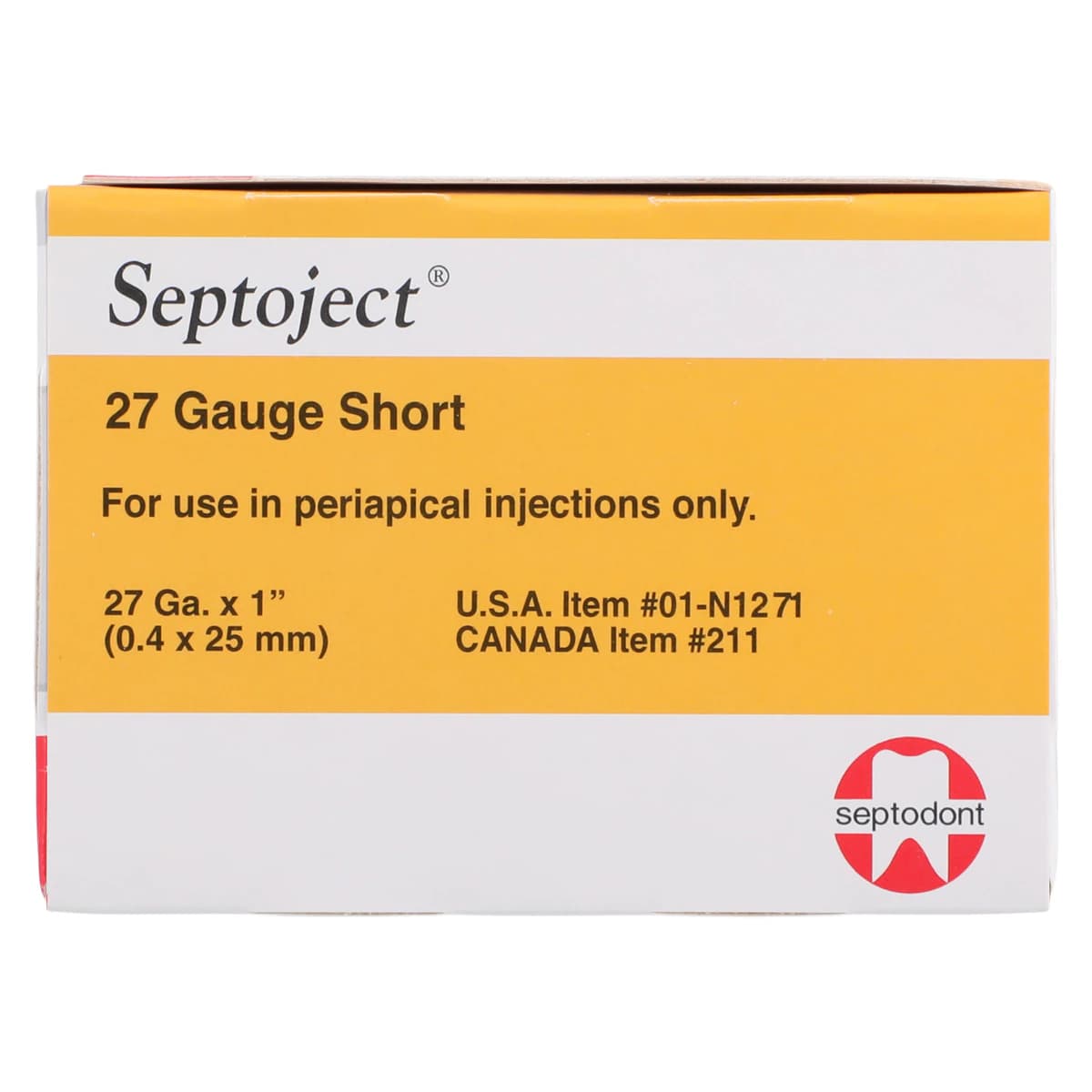 Septoject Dental Hypodermic Needles, Plastic Hub, 27 Gauge, Short, Orange, 100/Pk, N1271, 01N1271 thumbnail 6