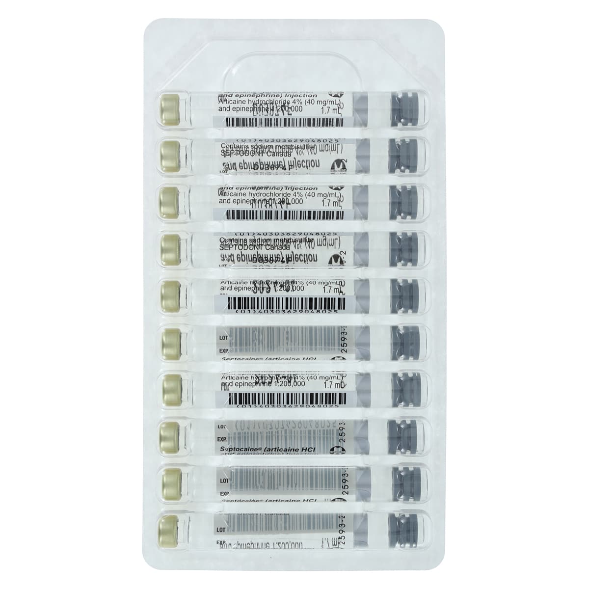 Septocaine Articaine HCl 4% with Epinephrine 1:200,000, Silver, 1.7 mL Cartridges, 50/Box, 01A1200 thumbnail 3