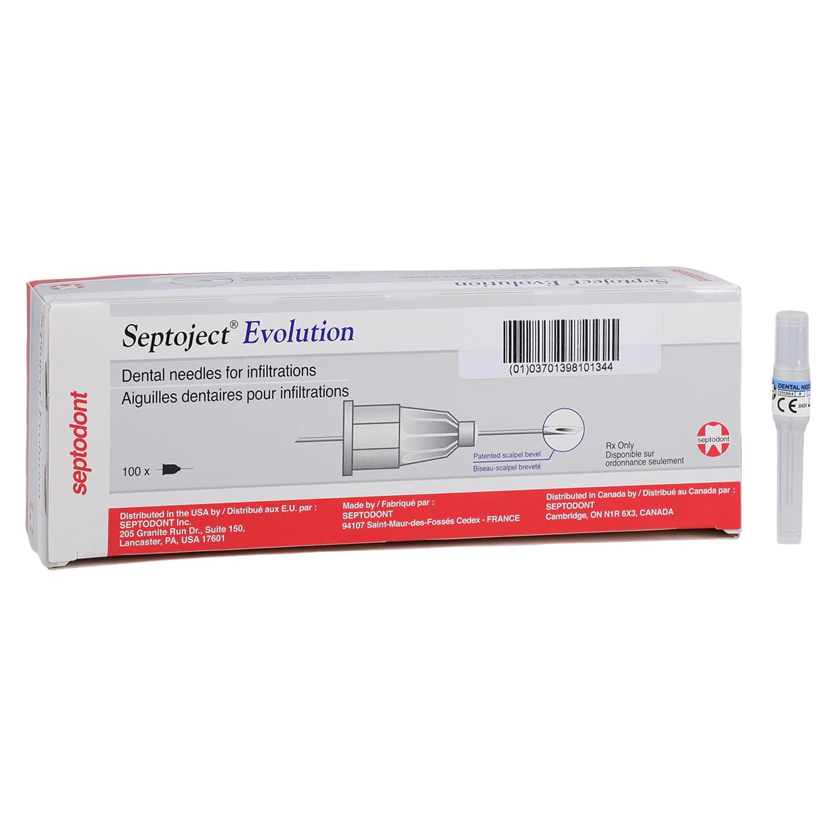 Septodont Septoject Evolution Dental Needles, 30 Gauge, Short, 25 mm, Blue, 100/Box, 01N1630 thumbnail 2