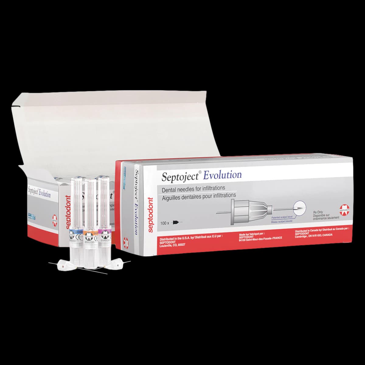 Septoject Evolution Dental Needles, 30 Gauge, X-Short, 9 mm, Purple, 100/Bx, 01N1650 - Septodont - Septoject Evolution Needles 30g XShort 100/Bx - Image 1