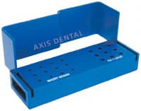 Kerr AXIS Autoclavable Bur Block, 21 Hole, 12 FGSS / 9 RA, Blue Anodized Aluminum, Swivel Top, AB120-1U - Bur Block Aluminum FGSS12/RA9 Blue - Image 1