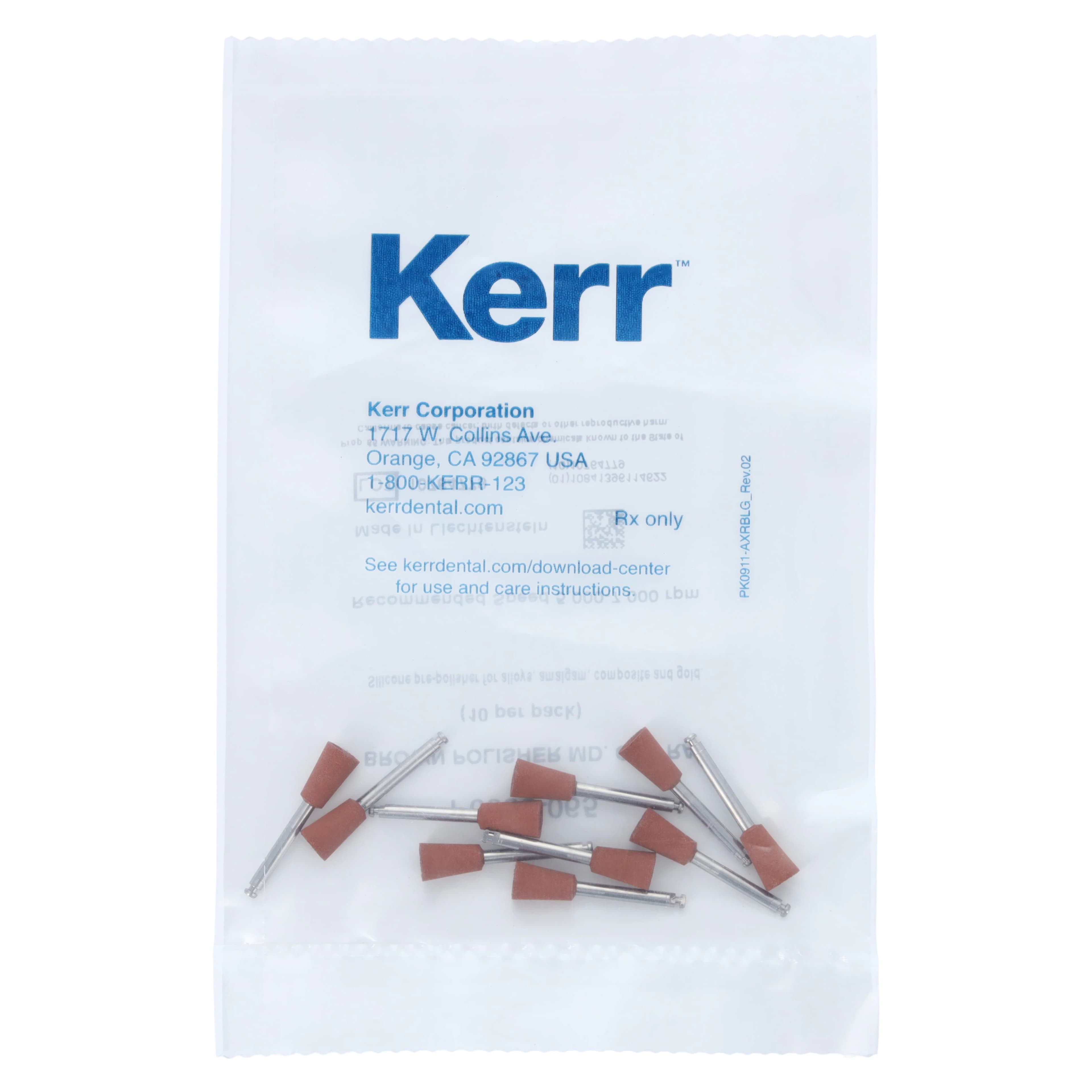 Kerr NTI Silicone Polisher, Brown, Inverted Cone, RA Shank, 6.5 mm, 10/Pk, P0035-065 - NTI&reg; Silicone Polishers - RA - Brown Inverted Cone #60 - Image 1