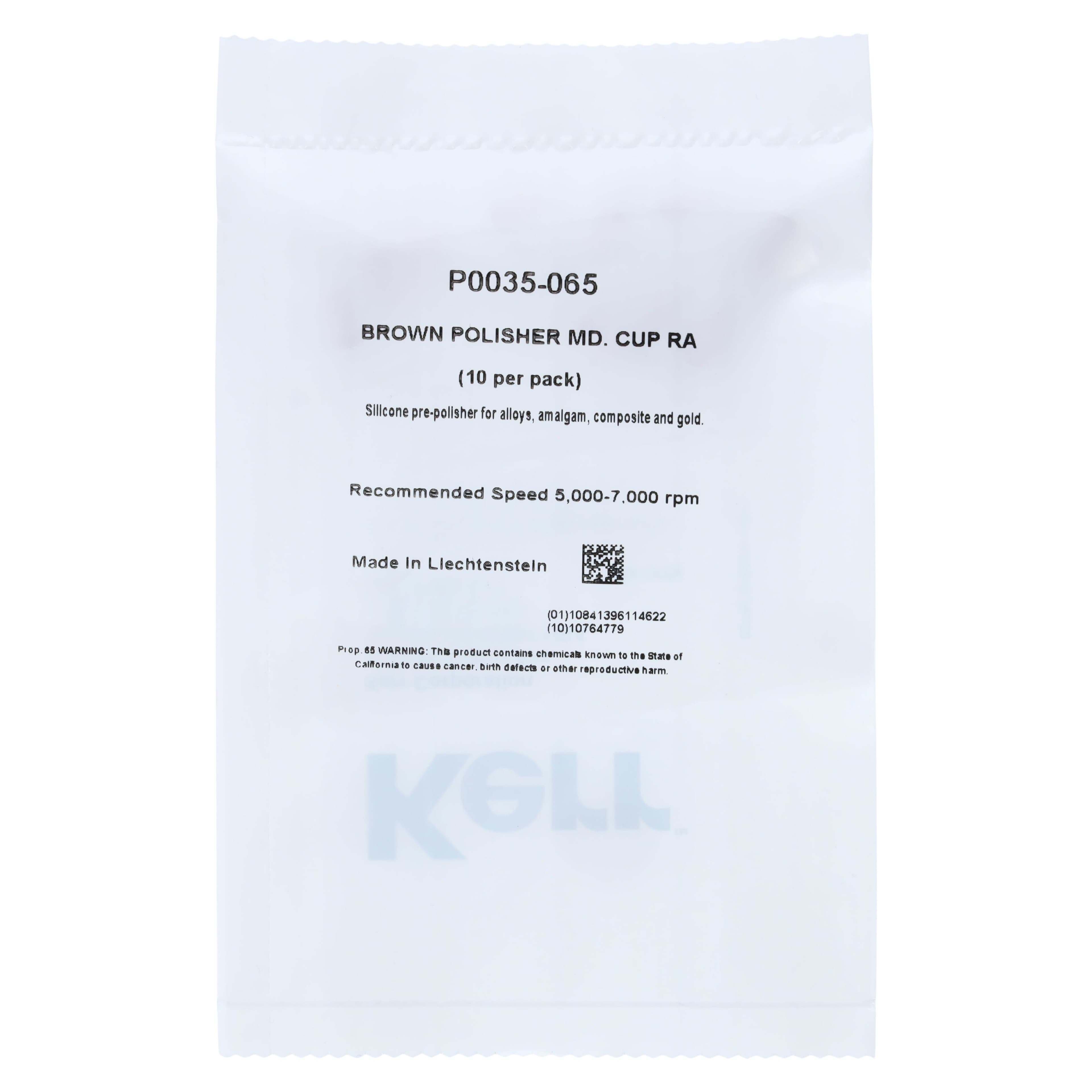 Kerr NTI Silicone Polisher, Brown, Inverted Cone, RA Shank, 6.5 mm, 10/Pk, P0035-065 thumbnail 2