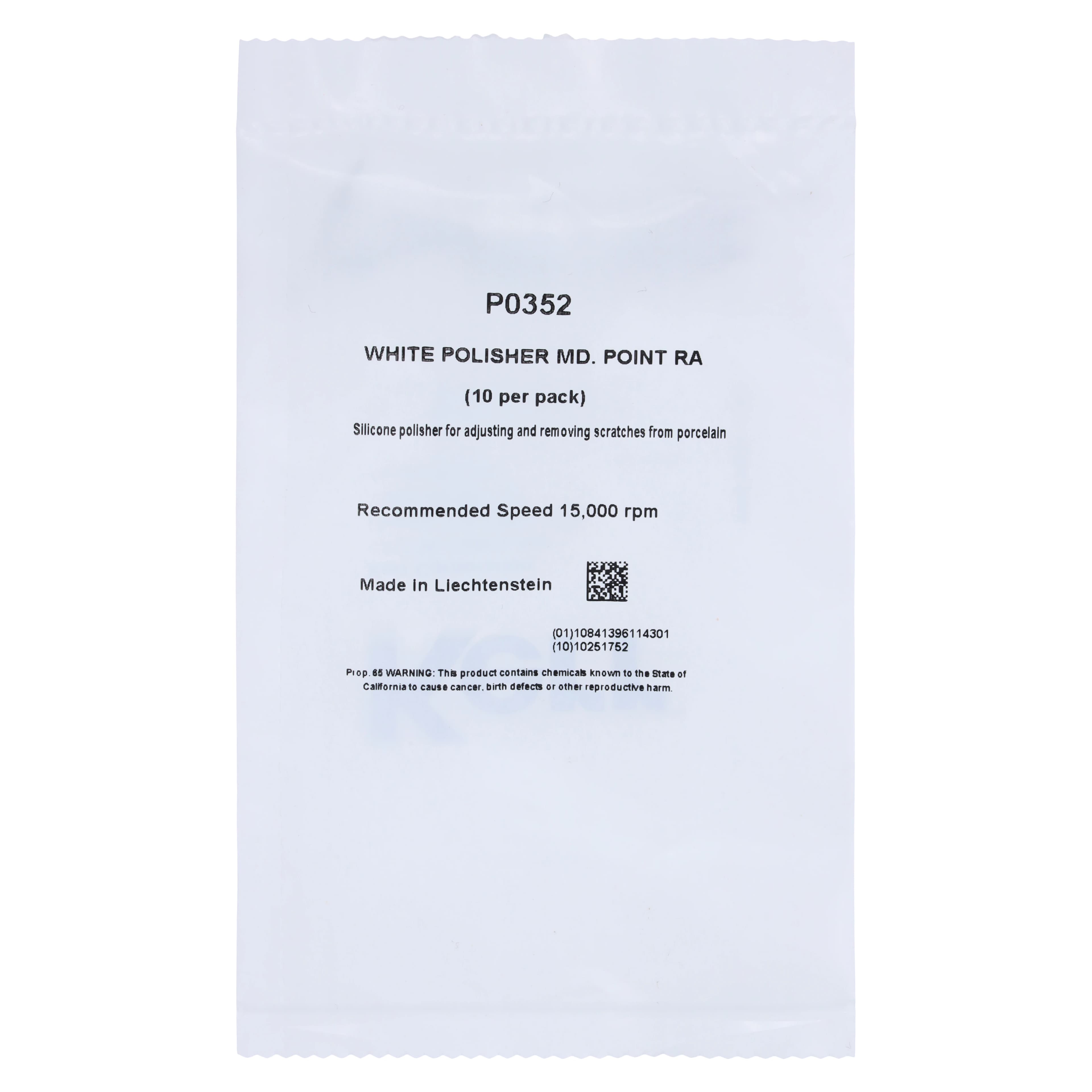 NTI Silicone Polisher, White, Flame, RA/Latch, Pre-Polishing for Porcelain, 10/Pk, P0352 thumbnail 2
