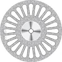 NTI Superflex Diamond Disc, Double Sided, Perforated, Medium Grit, Red, HP Shank, 22 mm Diameter, 0.15 mm Thickness, D405-220, 1/Pkg - NTI® Superflex Diamond Discs – HP, 1/Pkg - Double Sided, Medium, Red, # 405, 22.00 mm Diameter, 0.15 mm Thickness - Image 1