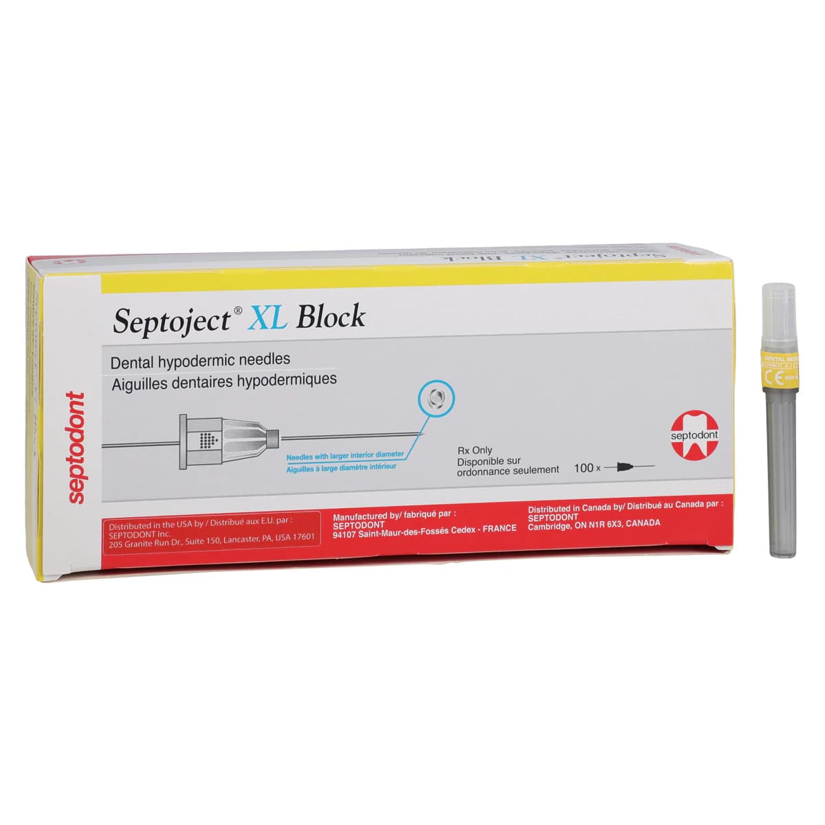 Septoject XL Block Dental Needles, 27 Gauge, Long (35 mm), Sterile, Disposable, Plastic Hub, 100/Box, 01-N1550 - Septoject XL Needles, with Plastic Hub, Ga 27, Long, 100/Pk, N1550, 01N1550 - Image 1