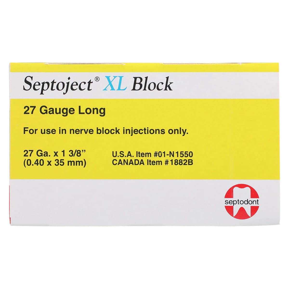 Septoject XL Block Dental Needles, 27 Gauge, Long (35 mm), Sterile, Disposable, Plastic Hub, 100/Box, 01-N1550 thumbnail 6