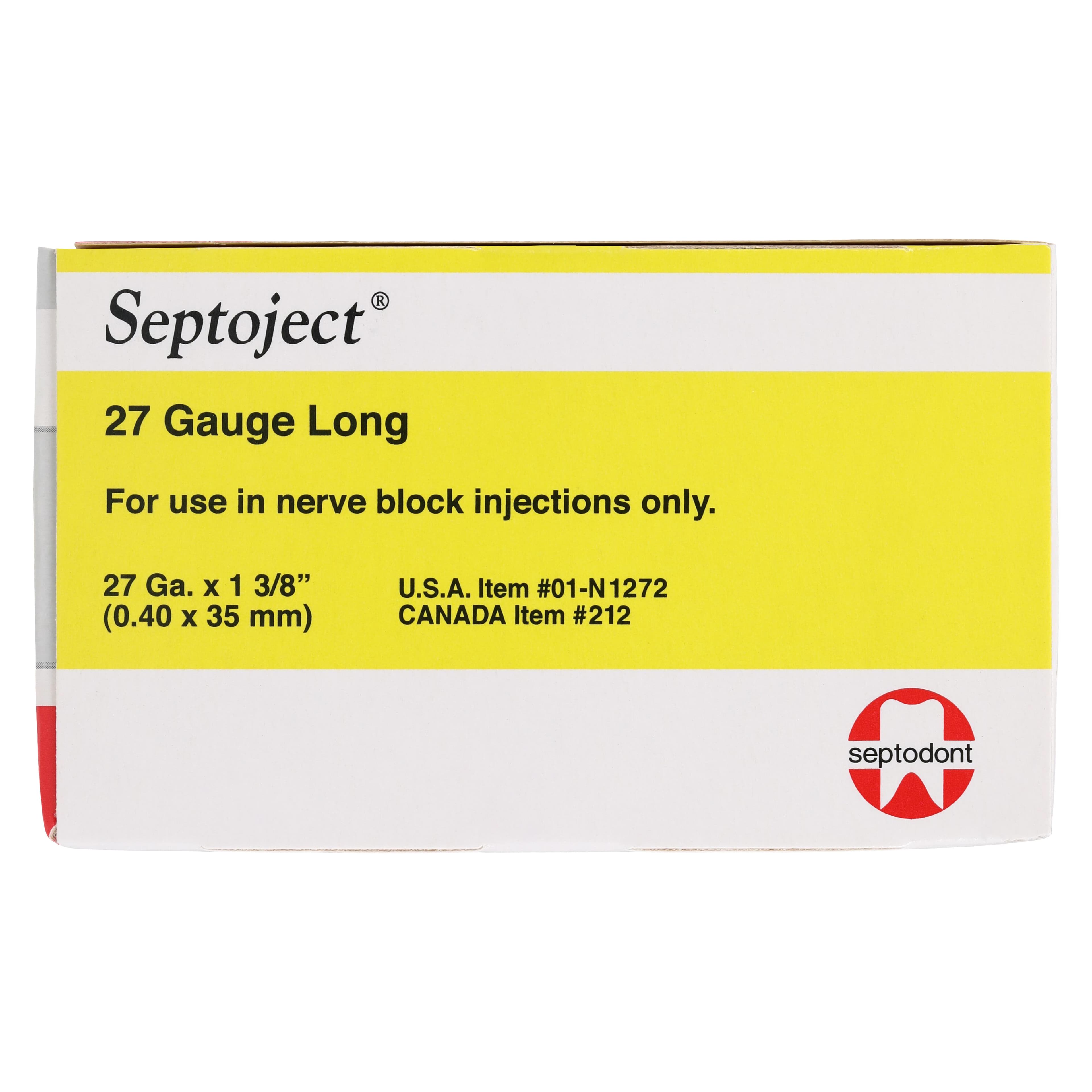 Septoject Dental Hypodermic Needles, Plastic Hub, 27 Gauge, Long, Yellow, 100/Box, 01-N1272 thumbnail 6