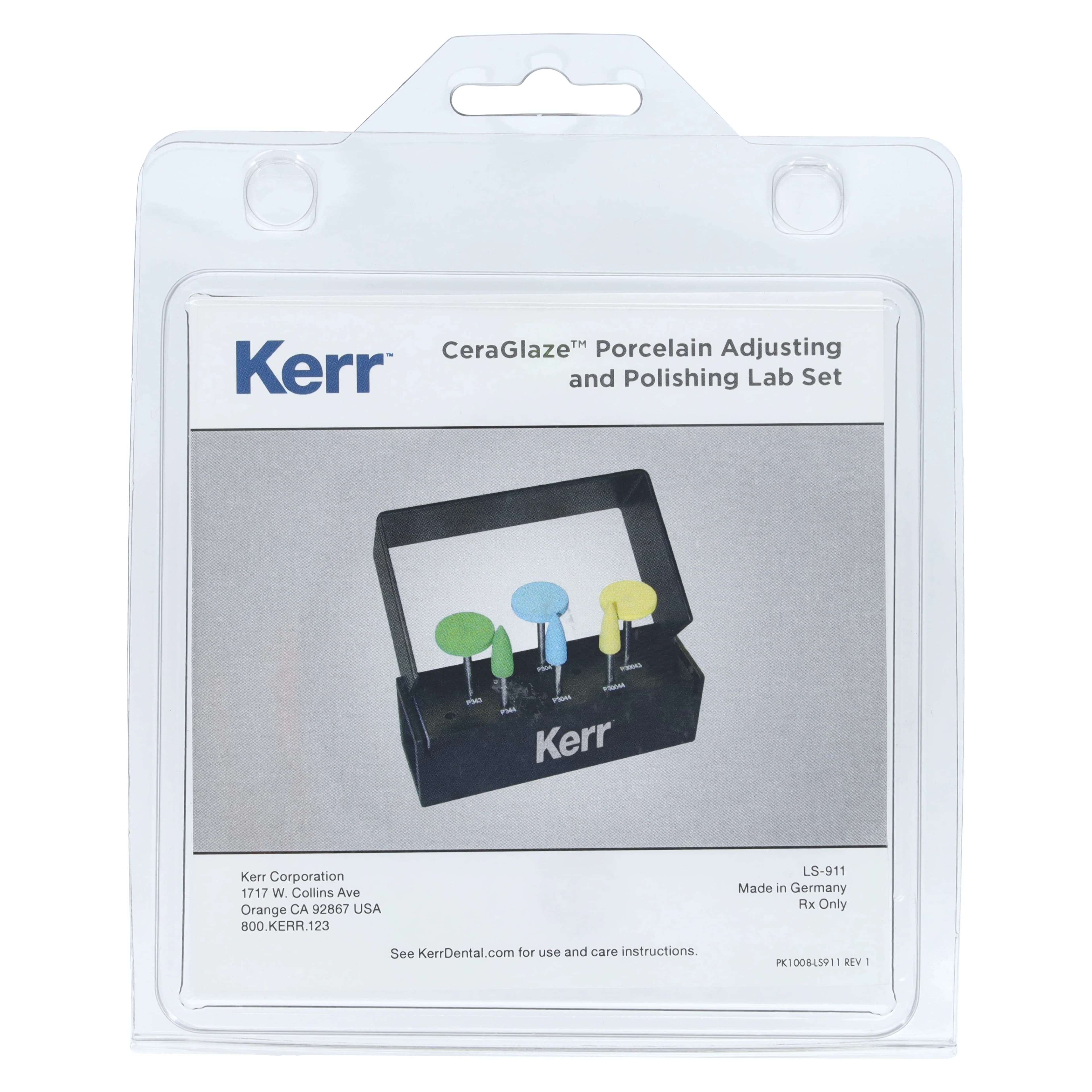 Kerr CeraGlaze Porcelain Adjusting & Polishing Lab Logic Set, Extraoral, 17 mm Square Edge Wheels & Points, LS-911 thumbnail 5
