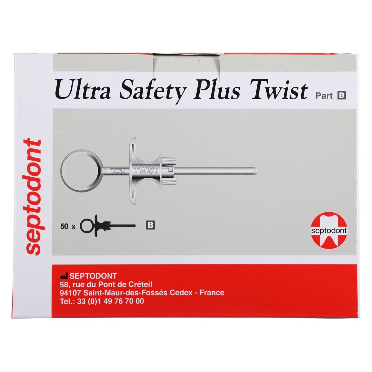 Septodont Ultra Safety Plus Twist XL Pre-Sterilized Single-Use Syringe Handles, White, 50/Box, 01N3500 thumbnail 4
