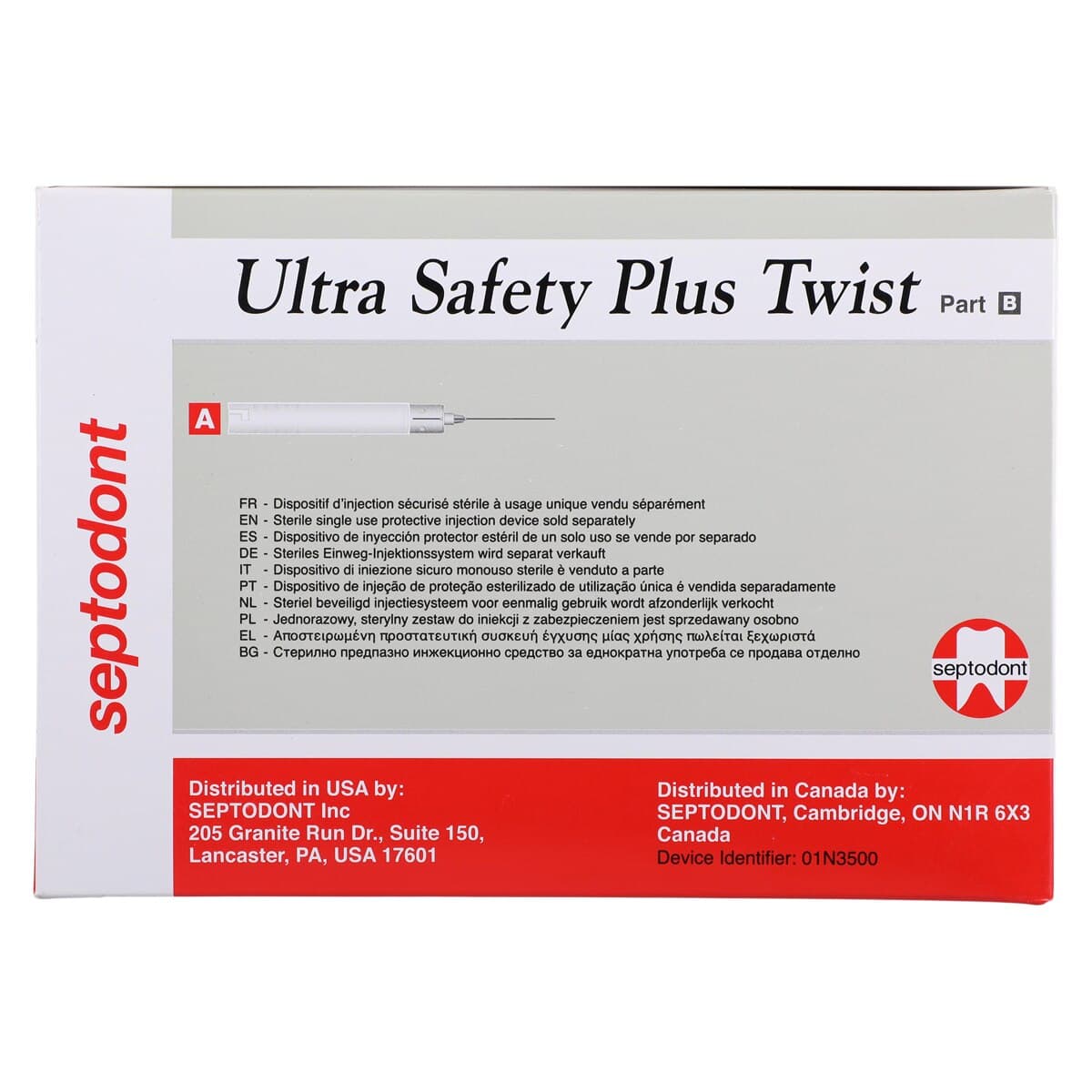 Septodont Ultra Safety Plus Twist XL Pre-Sterilized Single-Use Syringe Handles, White, 50/Box, 01N3500 thumbnail 6