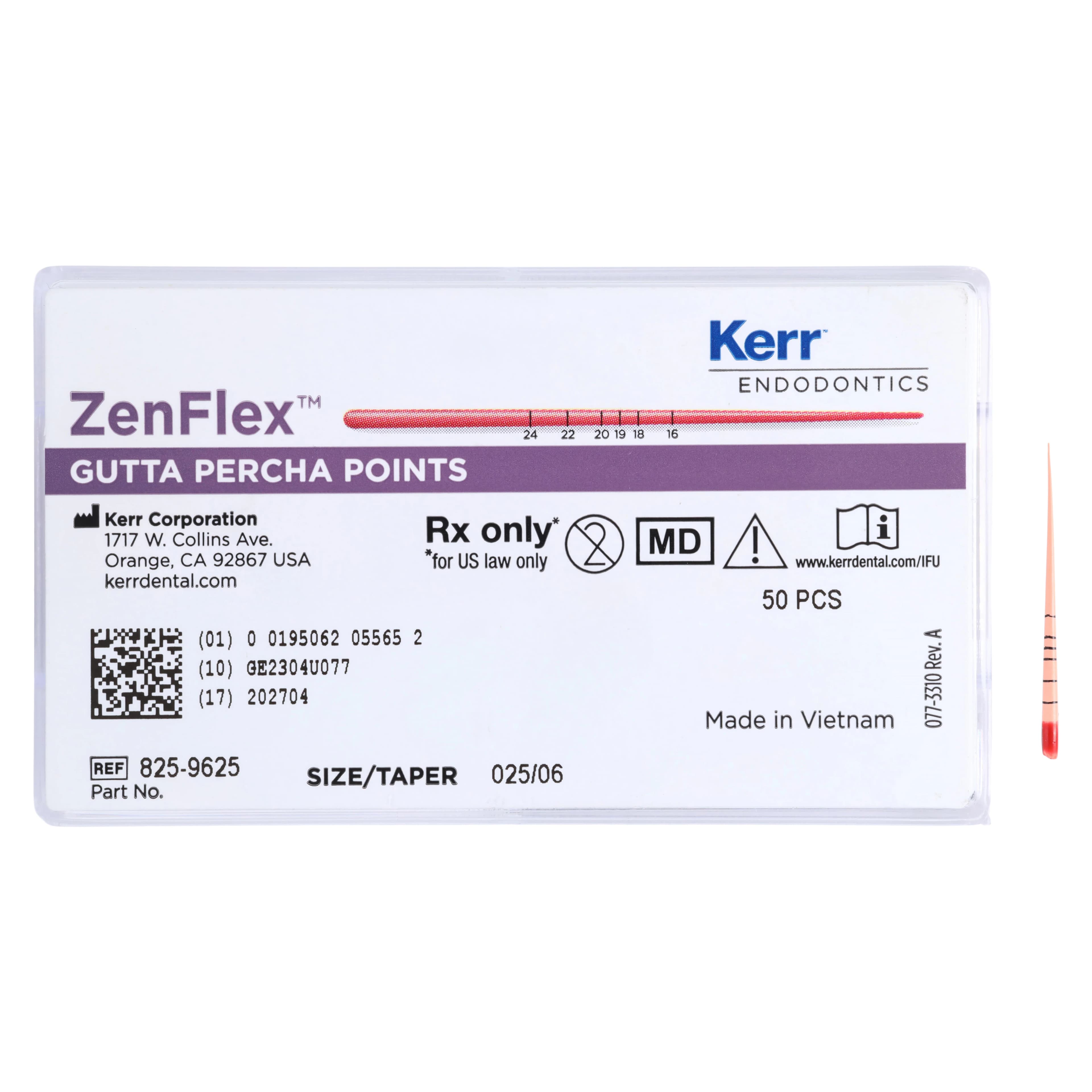 ZenFlex Gutta Percha Points, .06 Taper, Size #25 (0.25), Red, 50/Pack, 825-9625 thumbnail 5