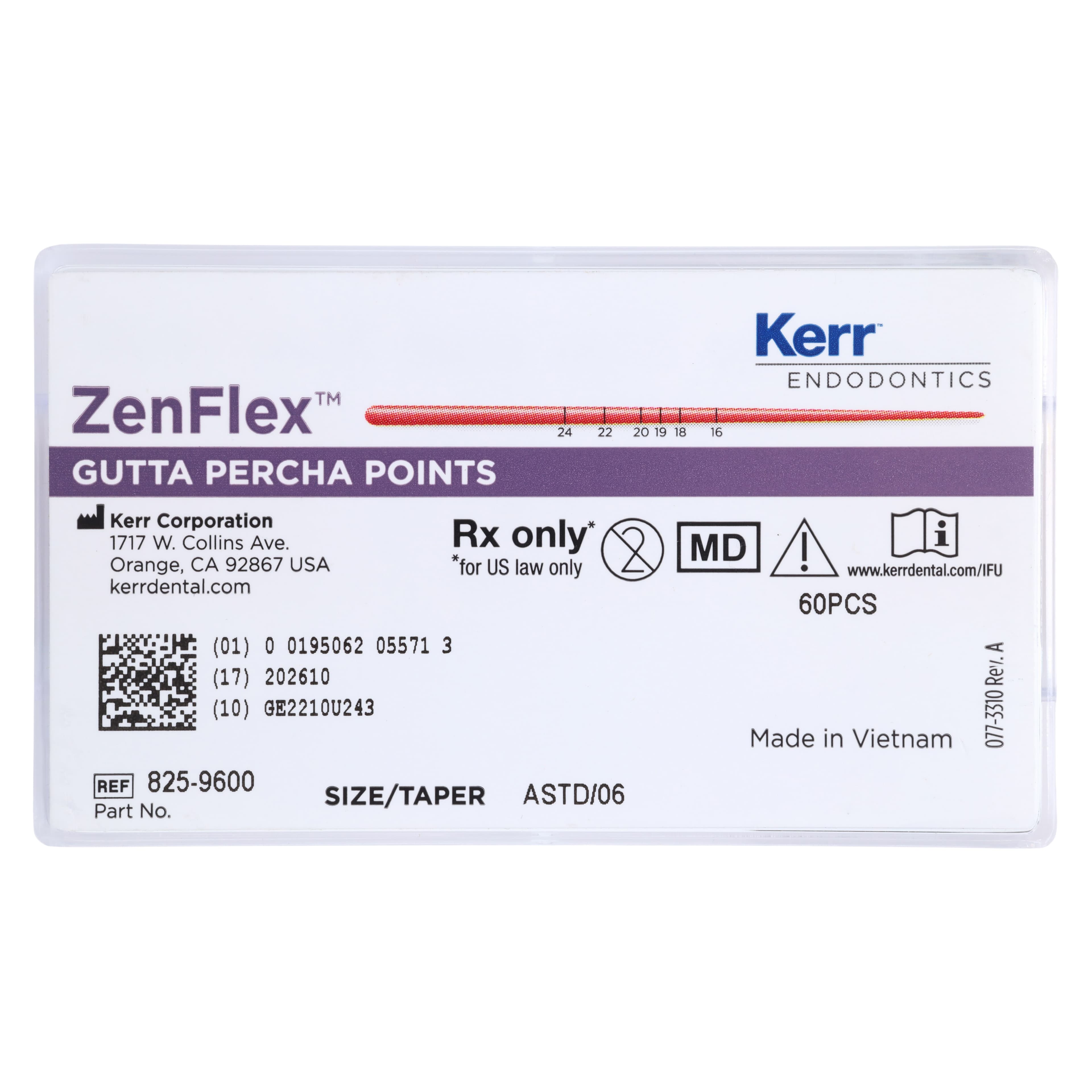 ZenFlex Gutta Percha Points, Assorted Sizes #20-45, .06 Taper, 30mm, ISO Color-Coded, 60/Pack, 825-9600 thumbnail 6