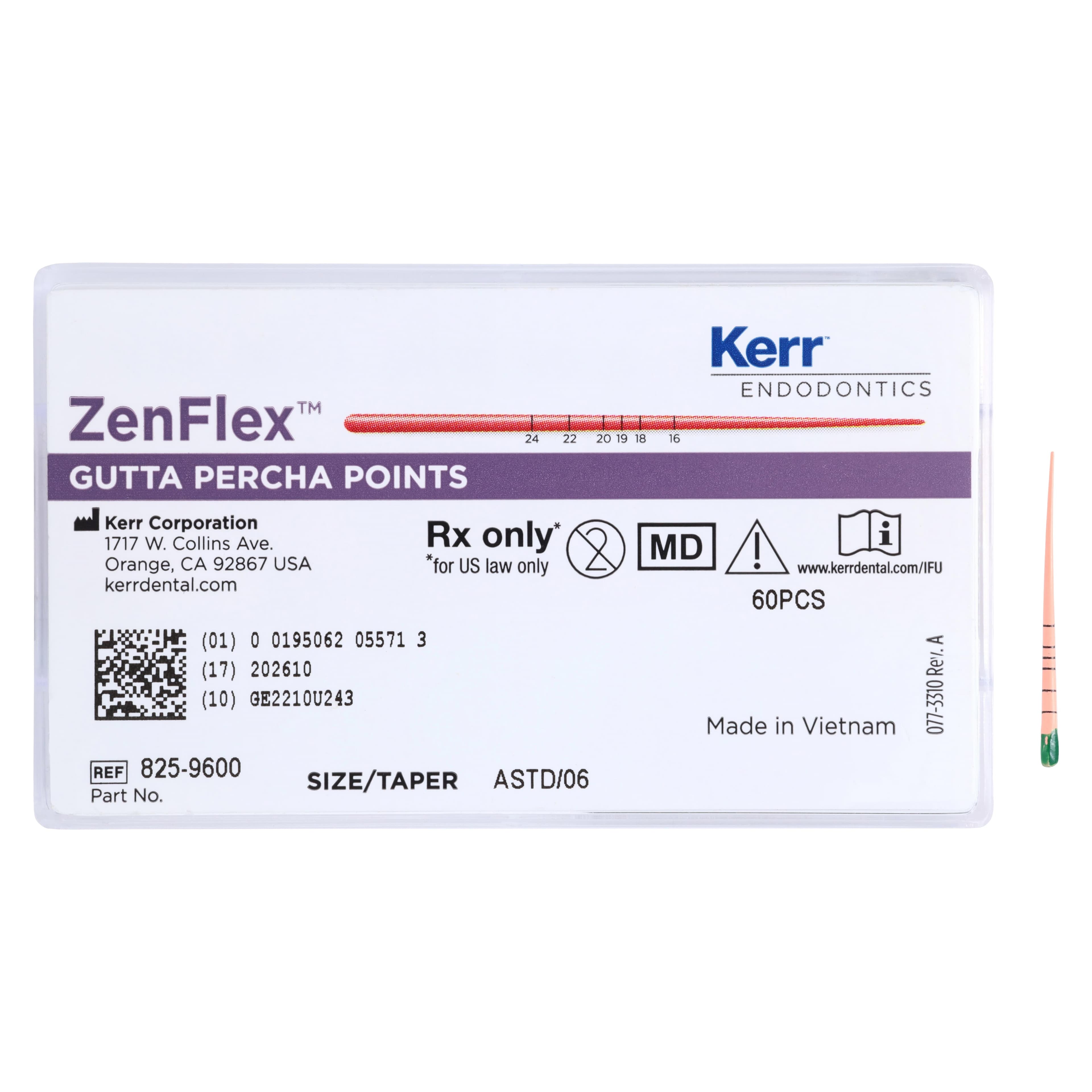 ZenFlex Gutta Percha Points, Assorted Sizes #20-45, .06 Taper, 30mm, ISO Color-Coded, 60/Pack, 825-9600 thumbnail 5