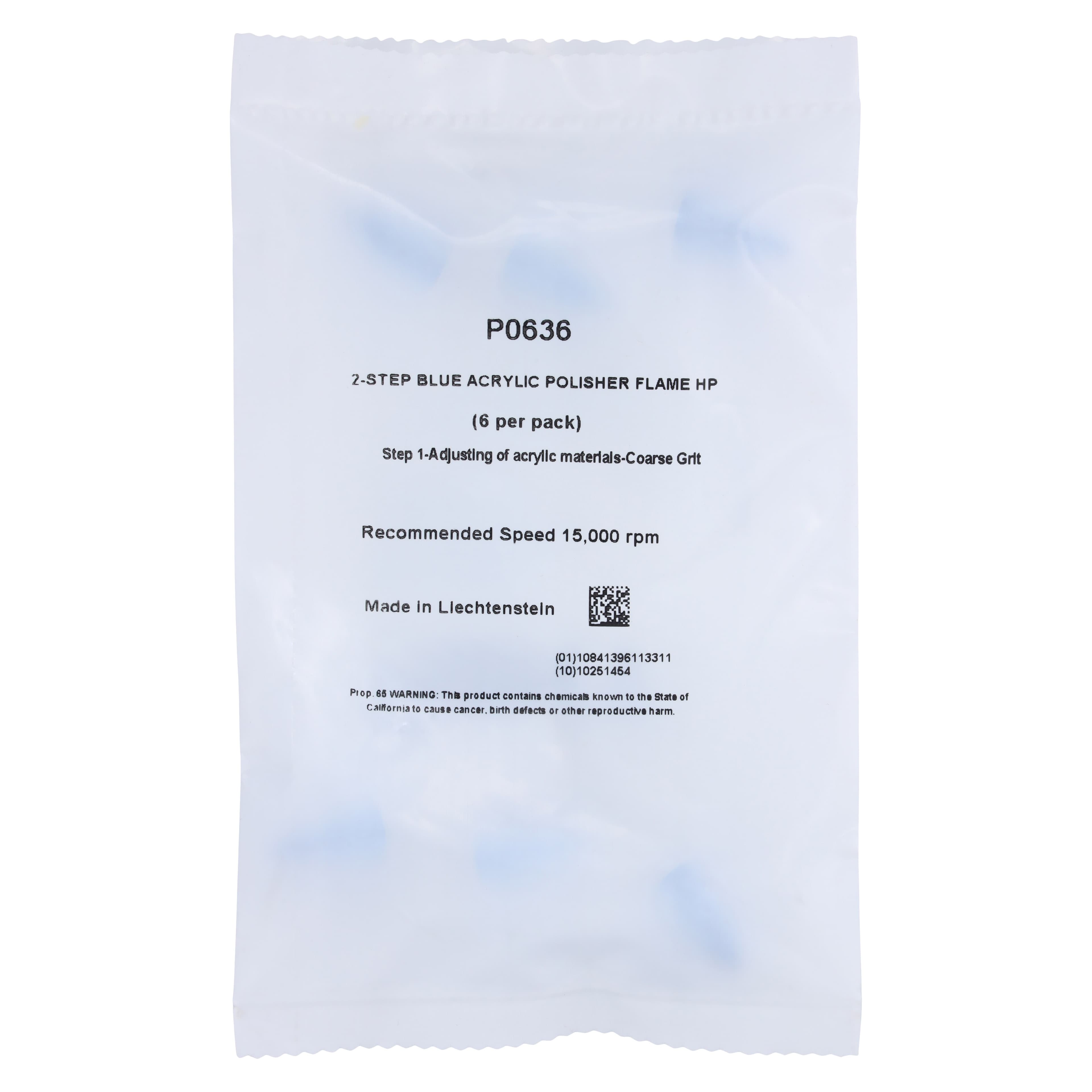 NTI Acrylic Polisher, HP, Flame, Coarse, Dark Blue, 20 mm, 6/Pk, P0636 thumbnail 2
