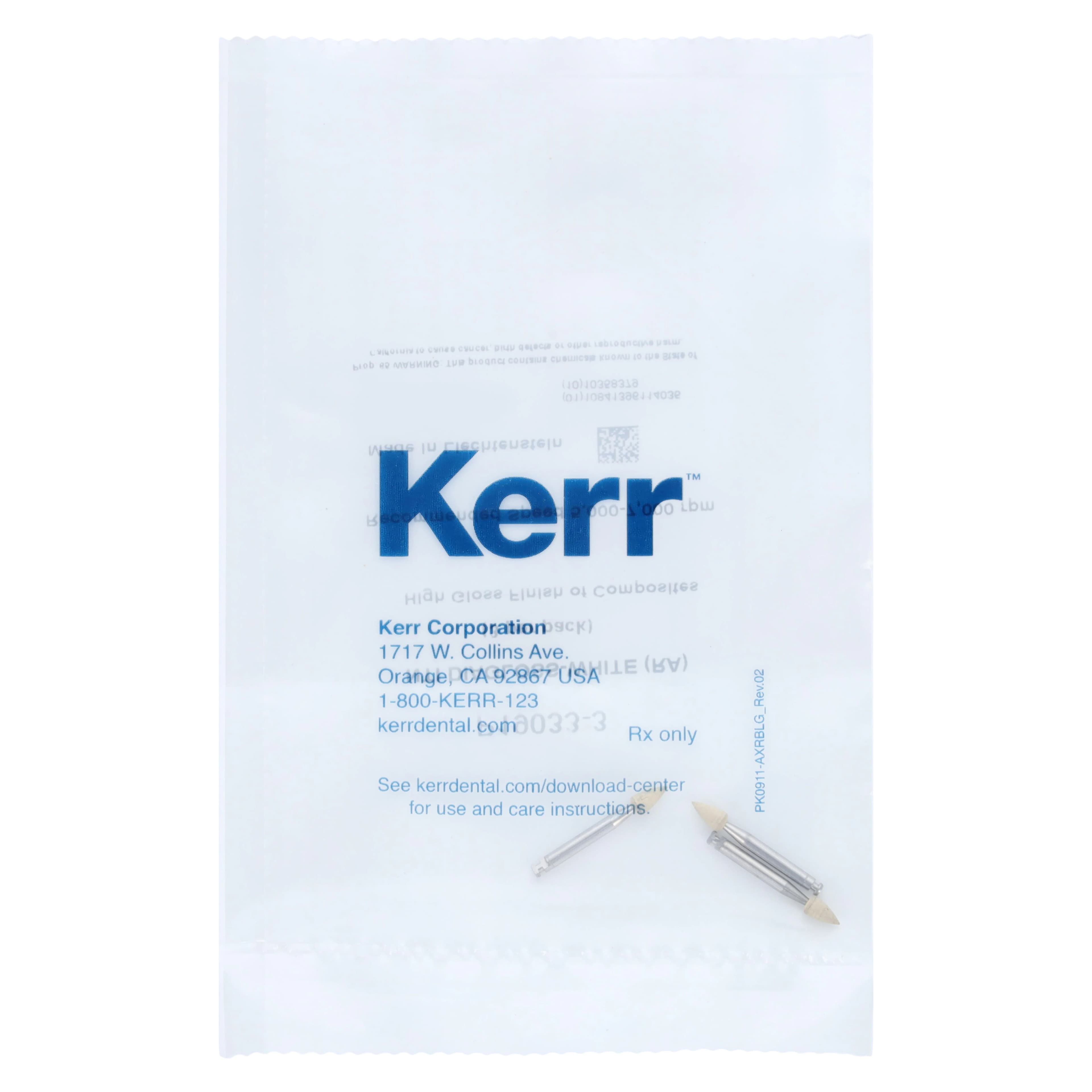 Kerr NTI DiaGloss Composite Polisher, White High Shine, RA/Latch, Small Flame Point, 3/Pkg, P19033-3 - DiaGloss RA White Small Flame Point (3) - Image 1