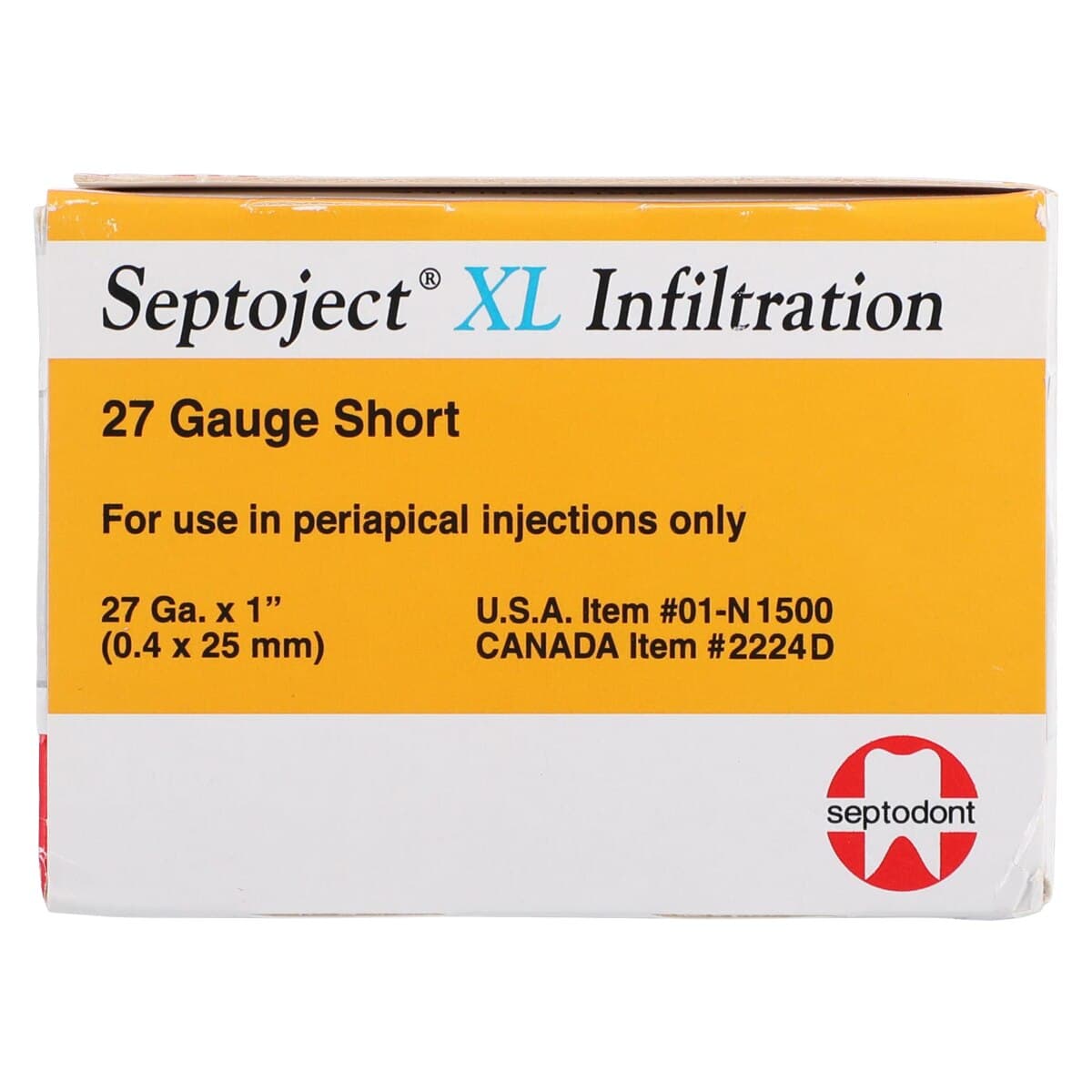 Septoject XL Infiltration Dental Needles, 27 Gauge, Short (25mm), Sterile, Disposable, 100/Box, 01-N1500 thumbnail 6