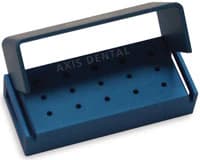 Kerr AXIS AB327-1U Blue Anodized Aluminum Bur Block, 15 Hole (10 FG Short Shank / 5 RA), Autoclavable, 59mm x 25mm x 25mm - Blue Bur Block AB327 Series - Image 1
