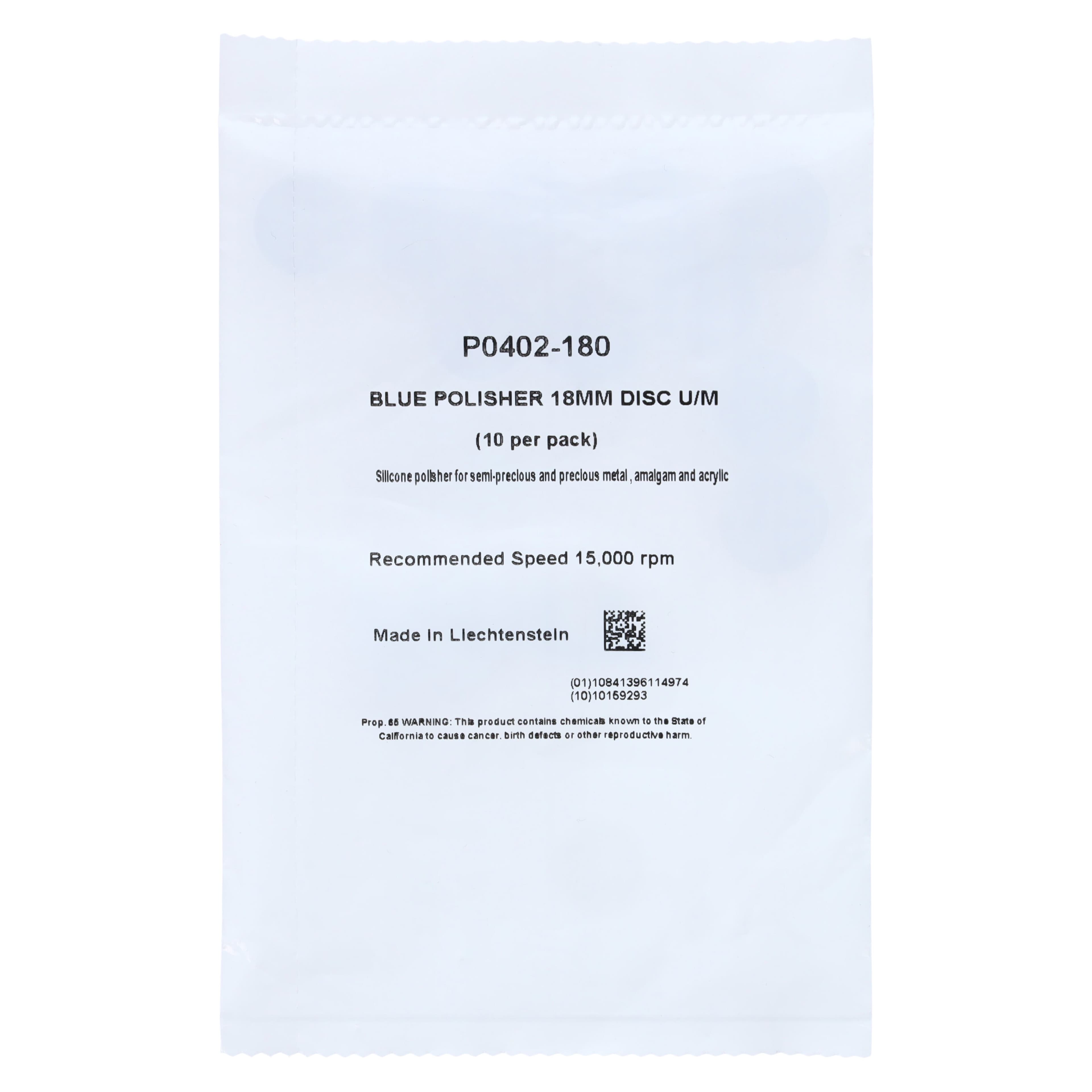 NTI Silicone Polishers, Blue, Unmounted Large Disc #180, Medium Grit, 18 mm, 10/Pk, P0402-180 thumbnail 2