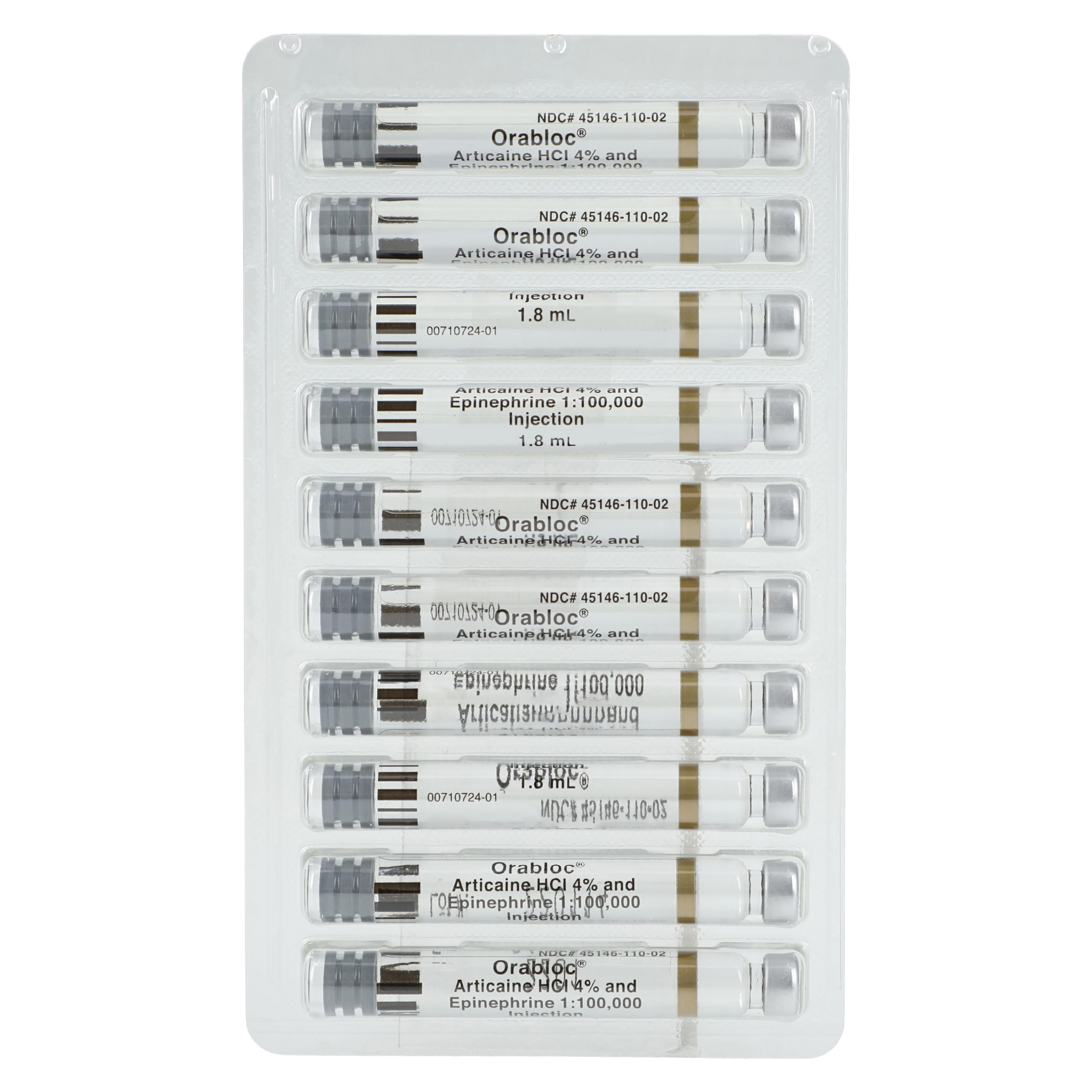 Orabloc Articaine HCl 4% with Epinephrine 1:100,000 Injection Cartridges, 1.8 mL, Gold Box, 50/Box, 2101051 thumbnail 3