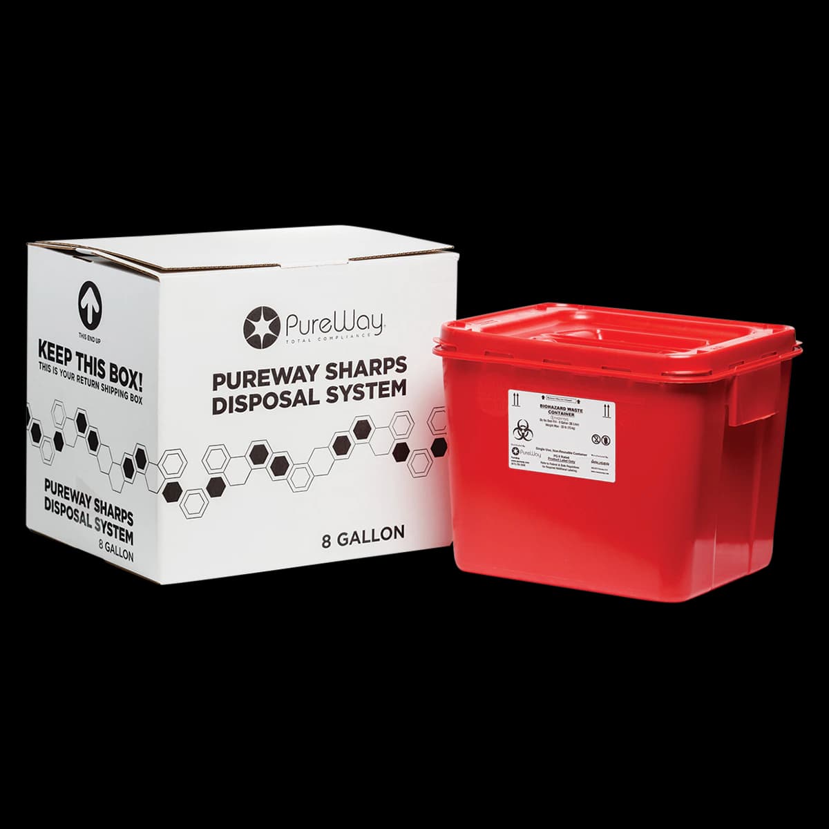 PureWay Sharps Collection Systems - 8 Gallon System, Red, Prepaid UPS Return, 40008 - PureWay Sharps Collection Systems - 8 Gallon System - Image 1