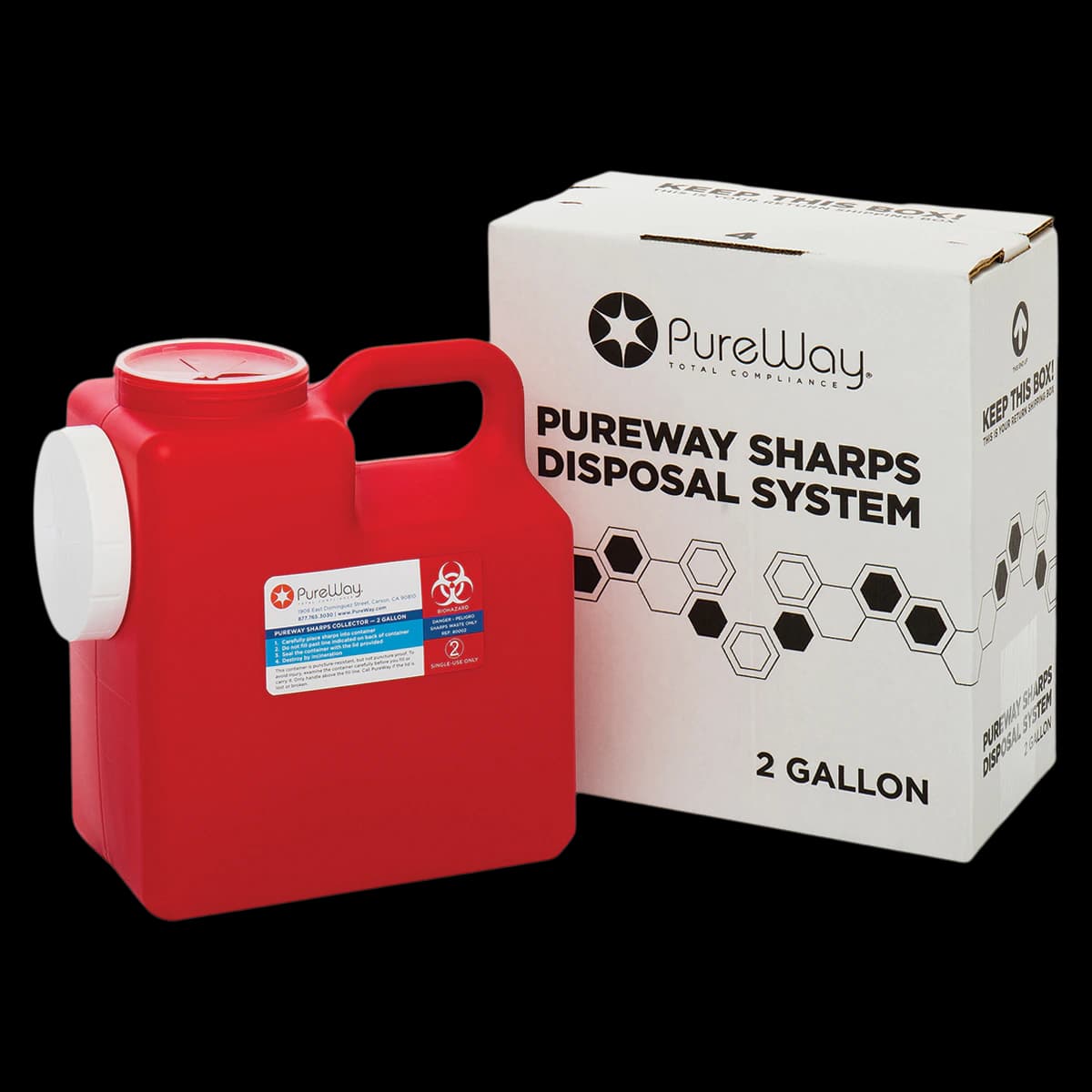PureWay Sharps Single Systems - 2 Gallon Mailback Container with Prepaid Return Shipping, 40002 - PureWay Sharps Single Systems - 2 Gallon - Image 1