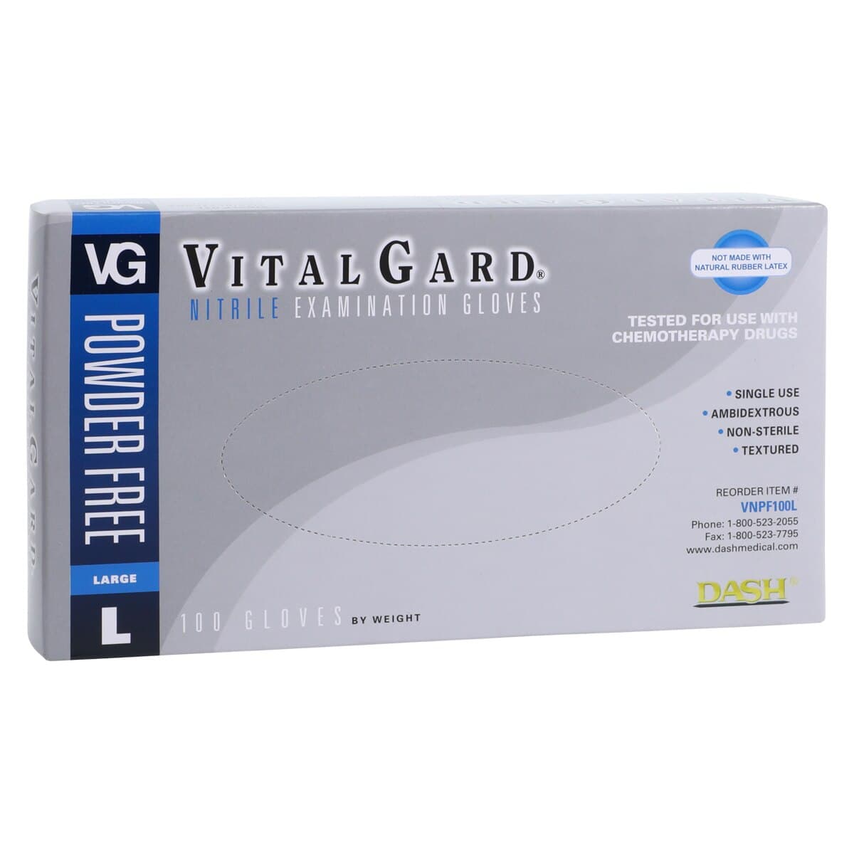 VitalGard Nitrile Exam Gloves, Powder-Free, Latex-Free, Large, Blue, 100/Box, VNPF100L thumbnail 4