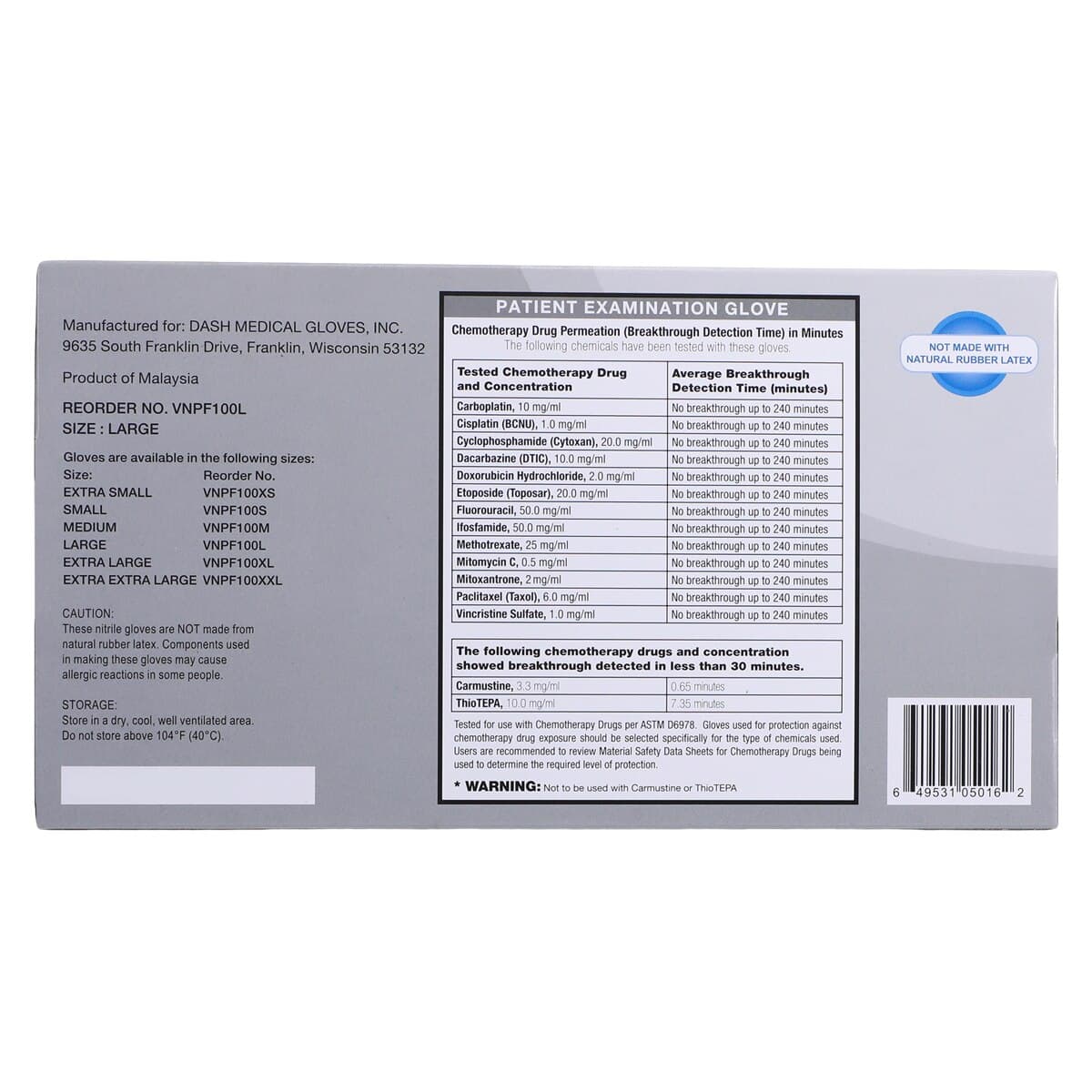 VitalGard Nitrile Exam Gloves, Powder-Free, Latex-Free, Large, Blue, 100/Box, VNPF100L thumbnail 5