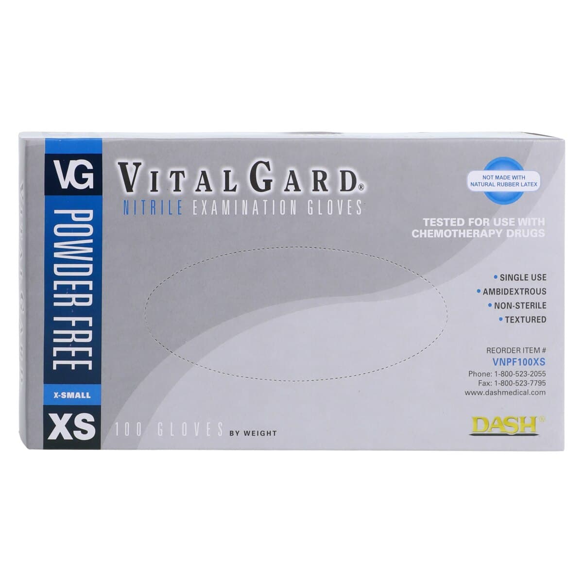 VitalGard Nitrile Exam Gloves, Powder Free, Latex Free, X-Small, Blue, 100/Box, VNPF100XS thumbnail 4