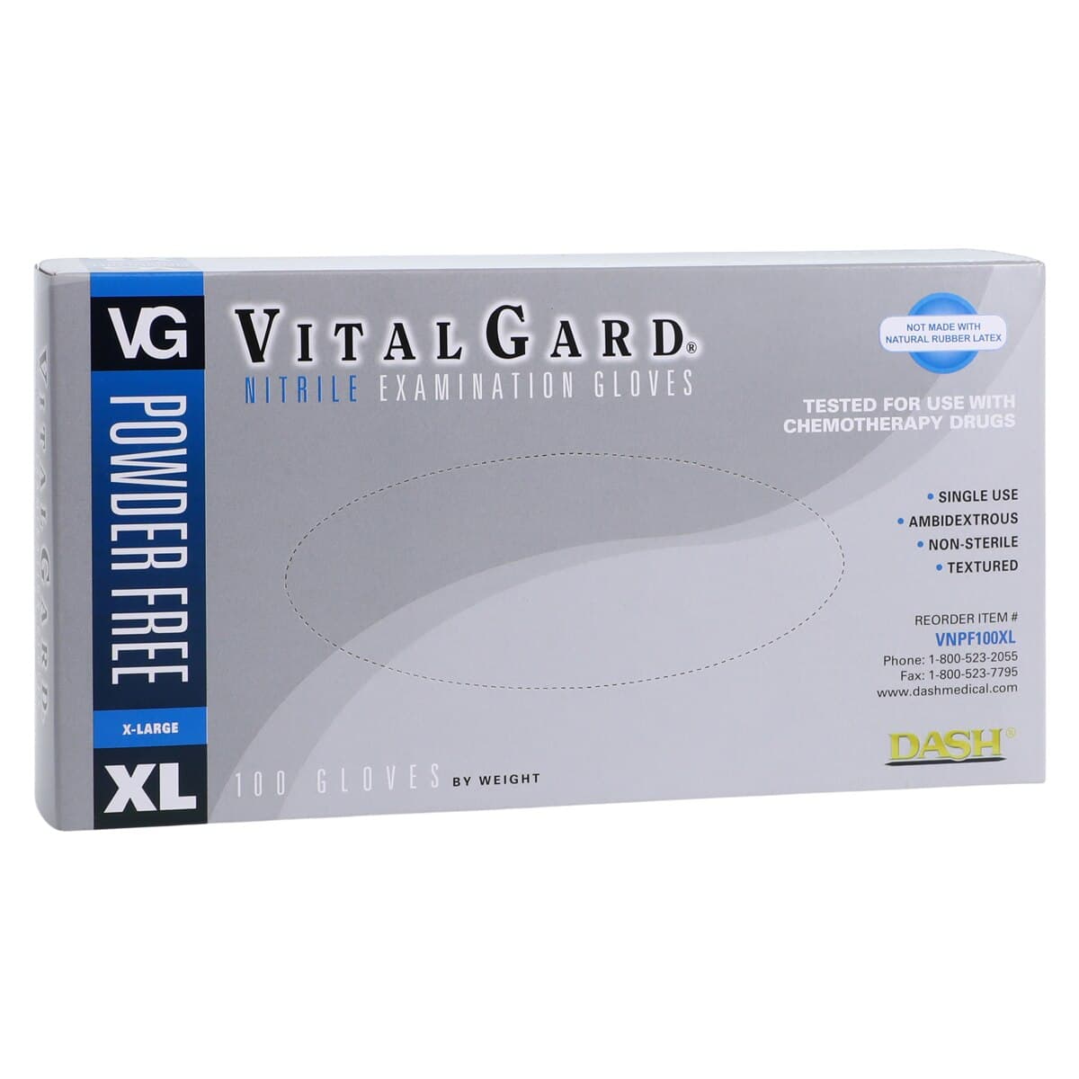 VitalGard Nitrile Exam Gloves, Powder-Free, Latex-Free, Textured, Blue, Extra Large, 100/Box, VNPF100XL thumbnail 4