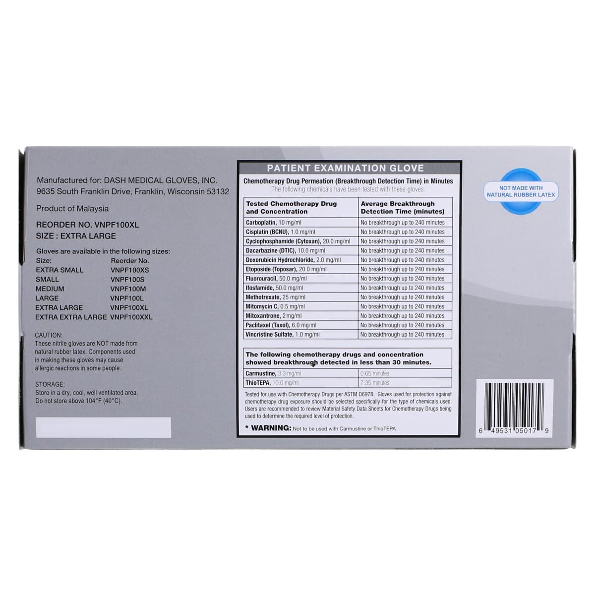 VitalGard Nitrile Exam Gloves, Powder-Free, Latex-Free, Textured, Blue, Extra Large, 100/Box, VNPF100XL thumbnail 5