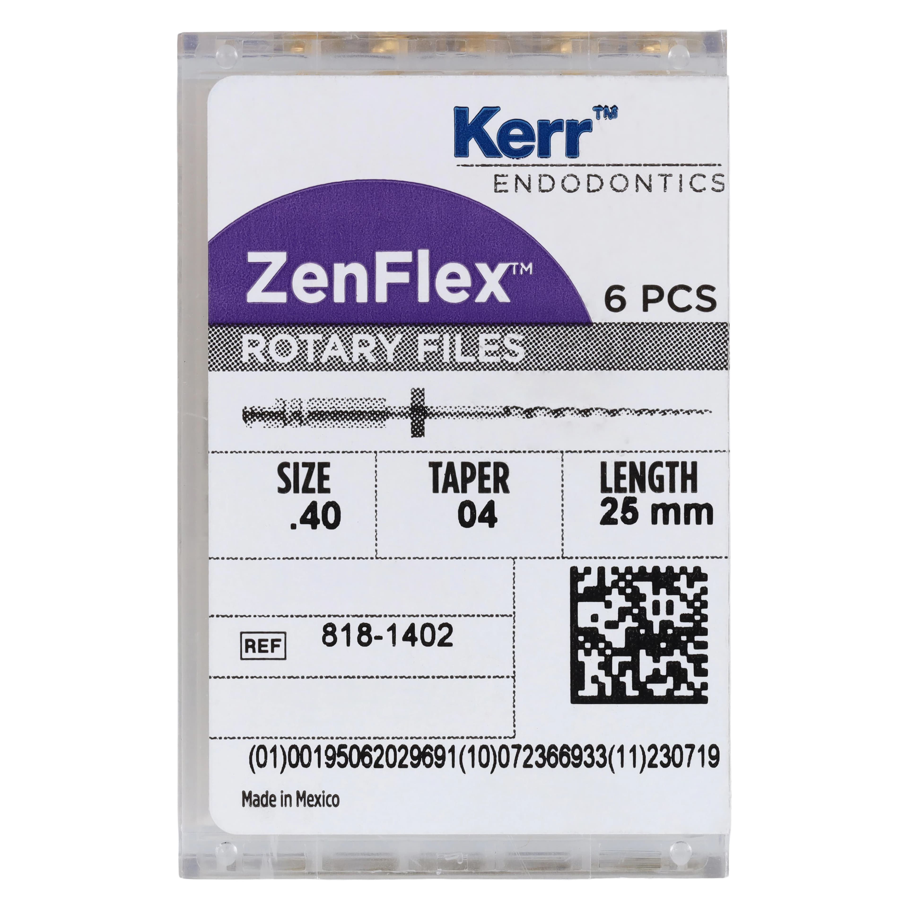 ZenFlex NiTi Rotary Shaping Files, .40/.04, 25mm, Non-Cutting, 6/Pk, 818-1402 thumbnail 6