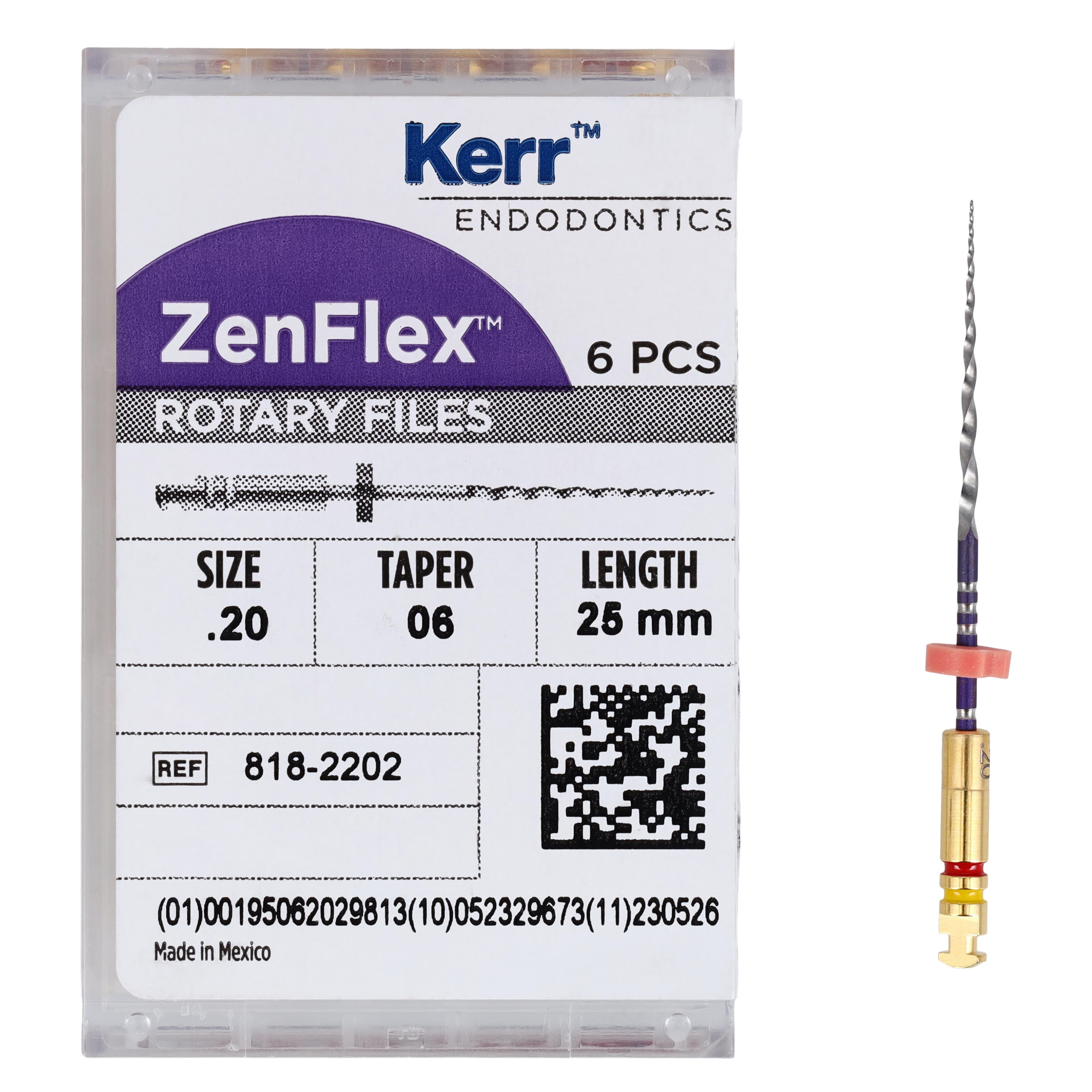 ZenFlex NiTi Rotary Shaping File, .20/.06, 25mm, Non-Cutting Tip, 6/Pk, 818-2202 thumbnail 5