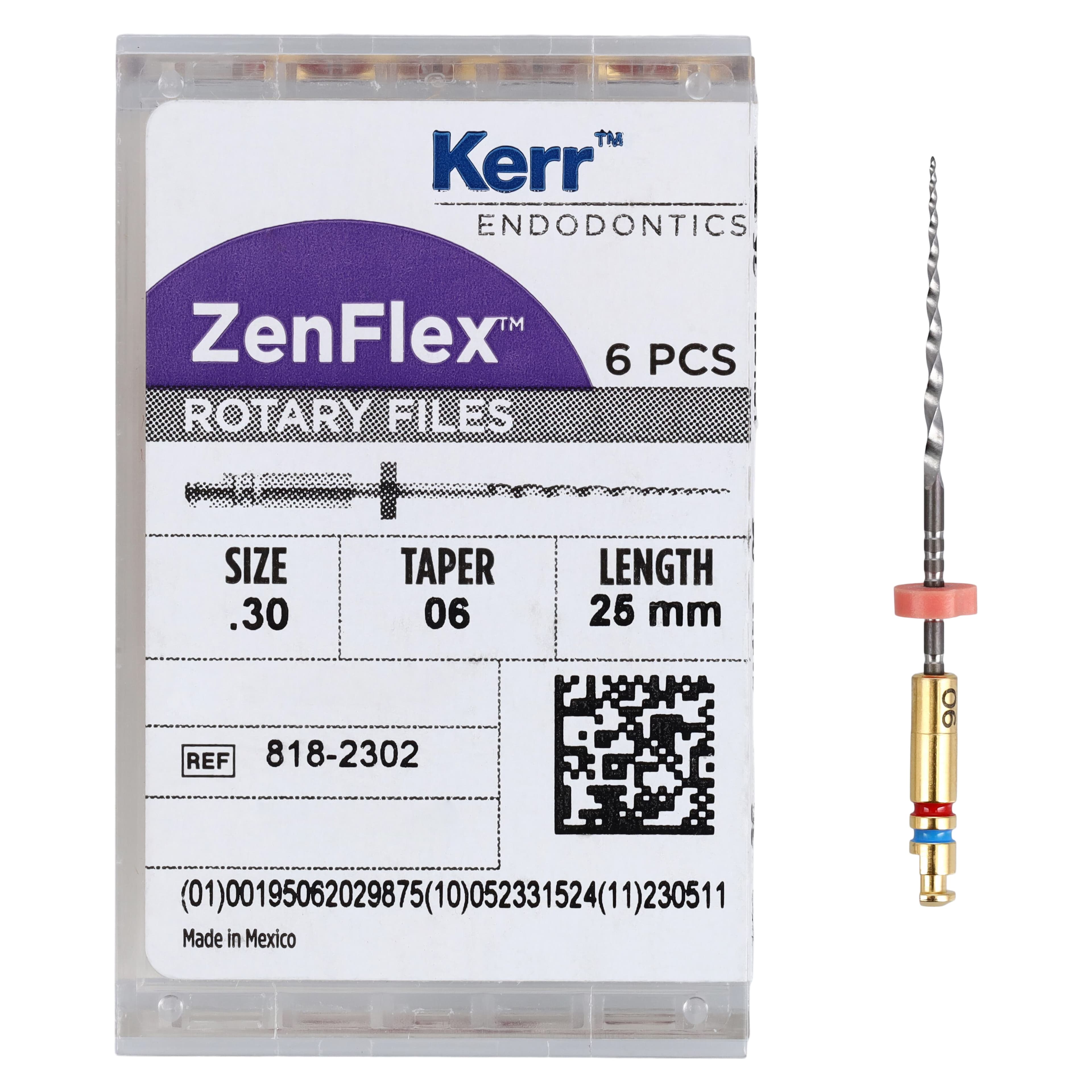 ZenFlex NiTi Rotary Shaping File, .30 Tip, .06 Taper, 25 mm, Non-Cutting, 6/Pk, 818-2302 thumbnail 5